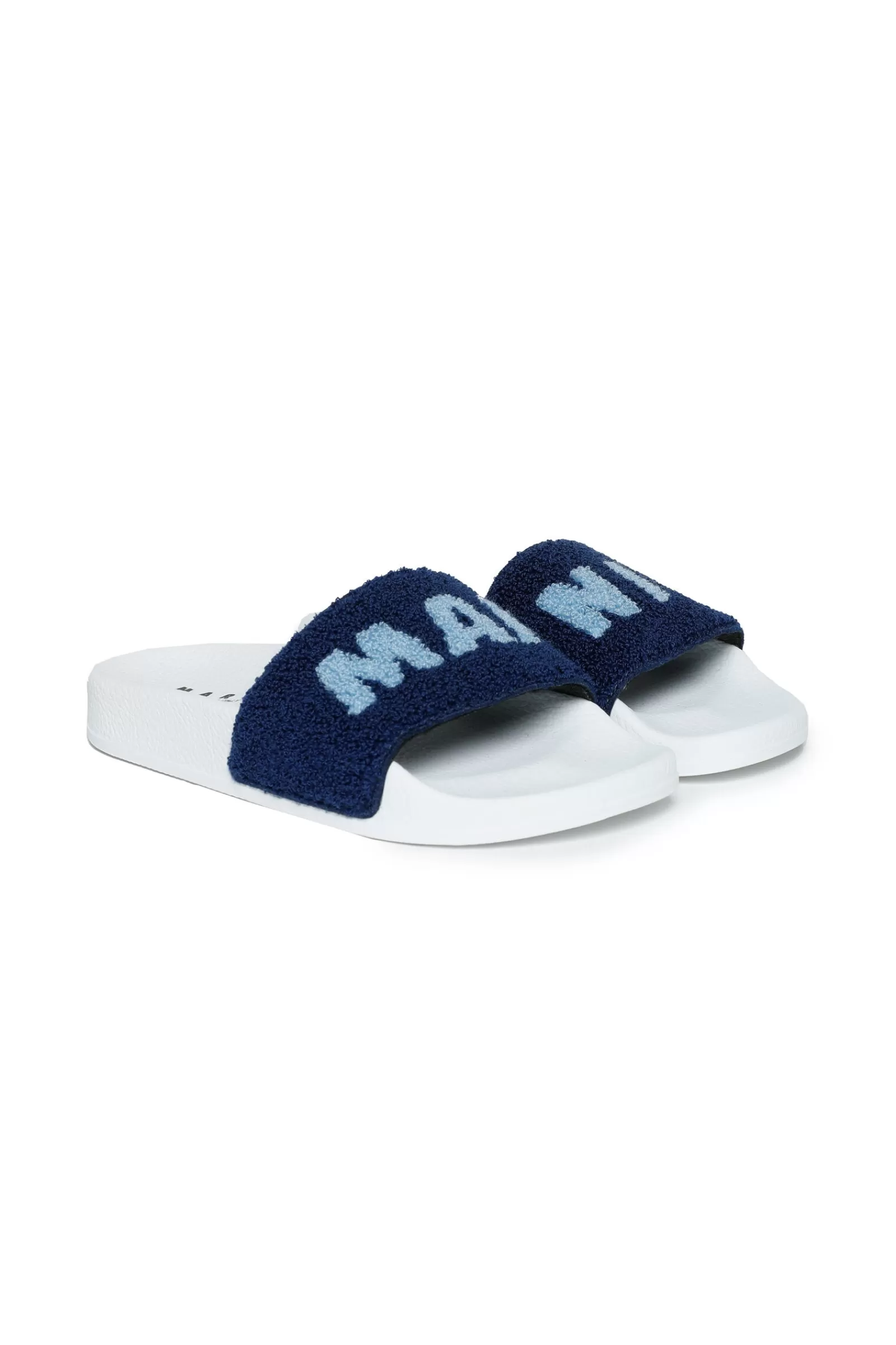 Sandali E Ciabatte<MARNI Ciabatte Slide Blu Con Maxi-Logo Blu Navy