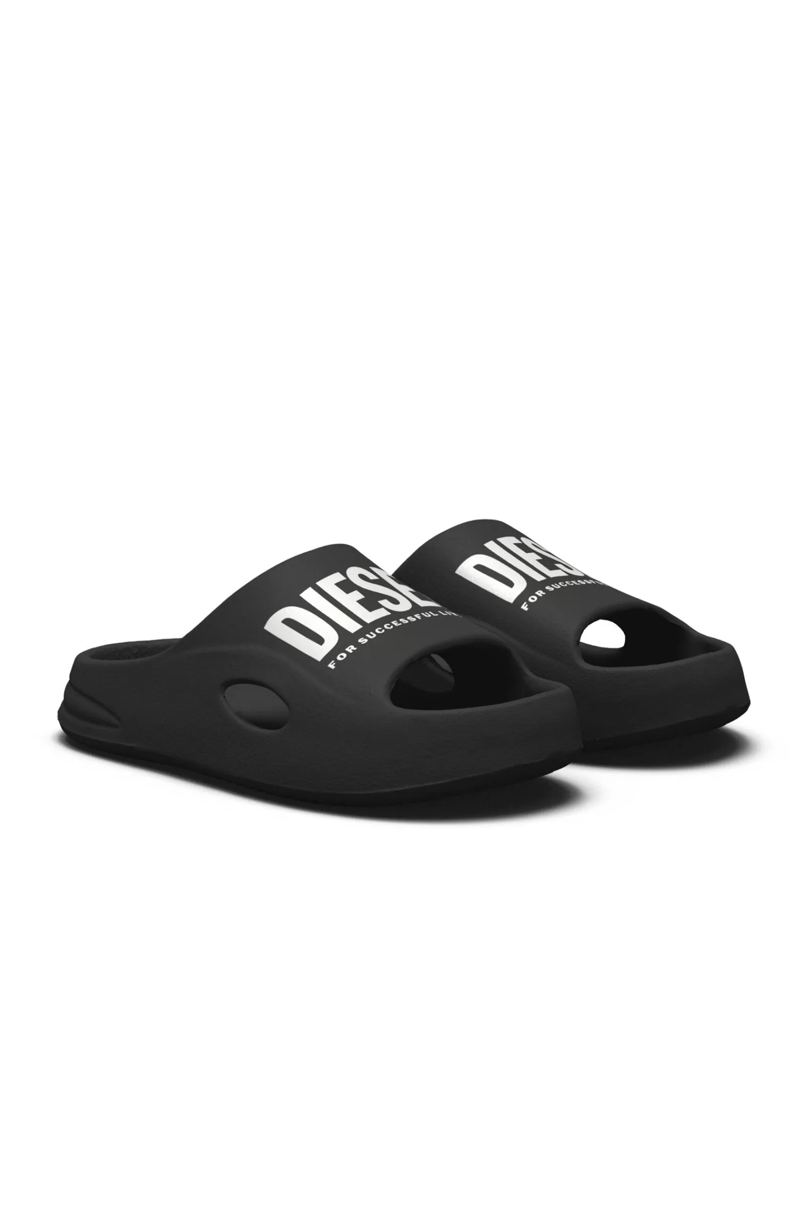 Sandali E Ciabatte<DIESEL Ciabatte Slide Chunky Nere Con Logo Nero