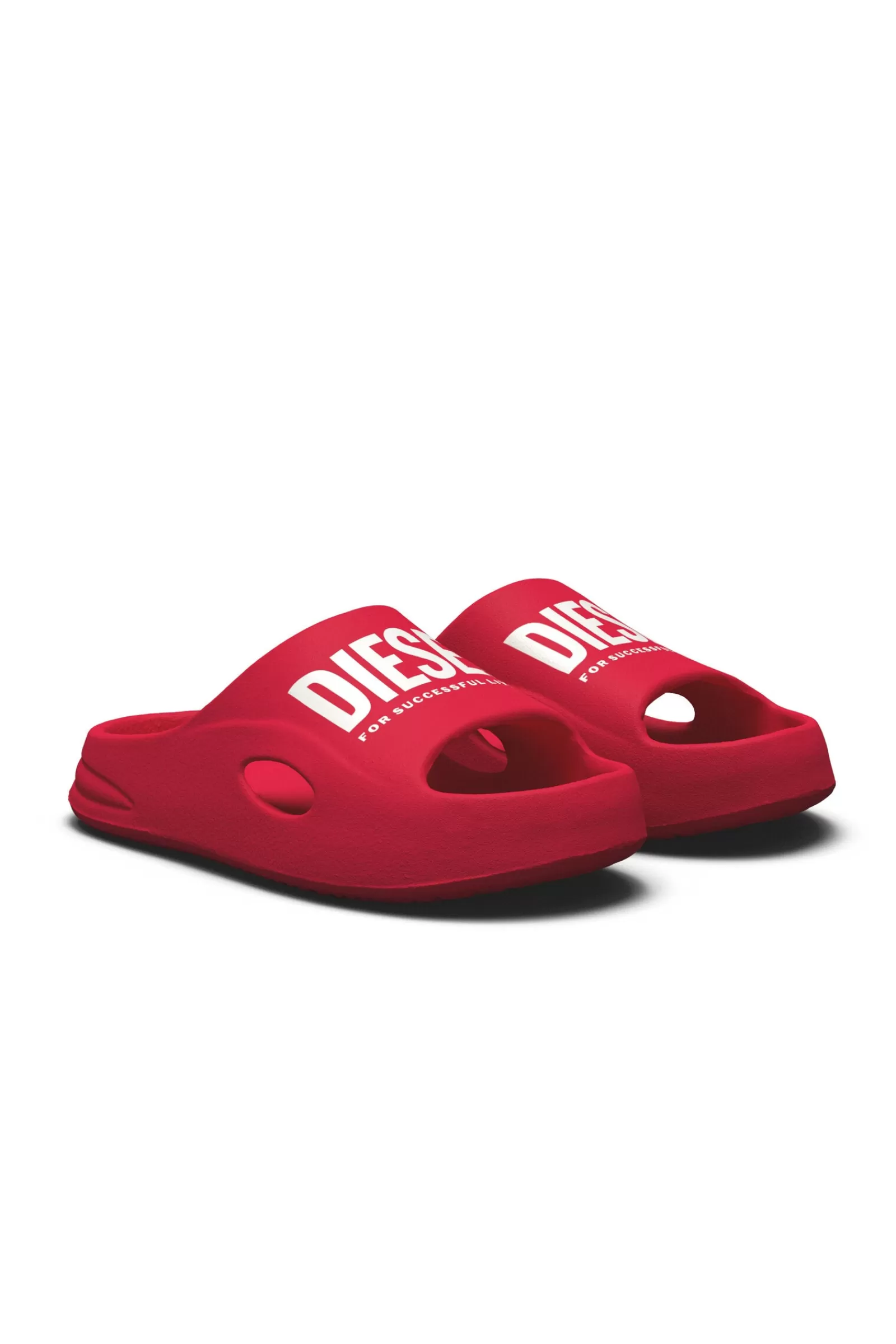 Sandali E Ciabatte<DIESEL Ciabatte Slide Chunky Rosse Con Logo Rosso Garofano