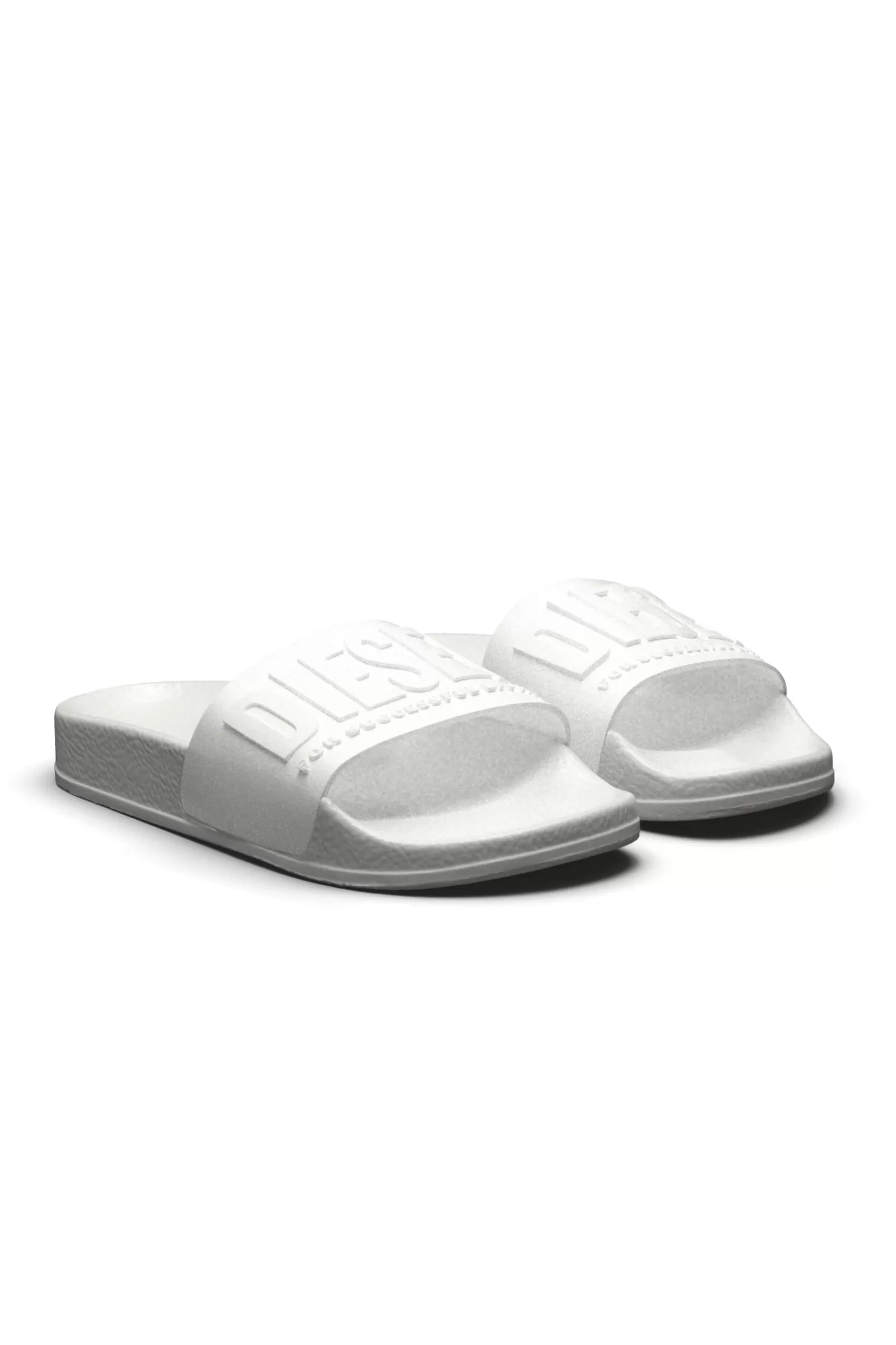 Sandali E Ciabatte<DIESEL Ciabatte Slide Mayemi Bianche Con Logo Embossed Bianco