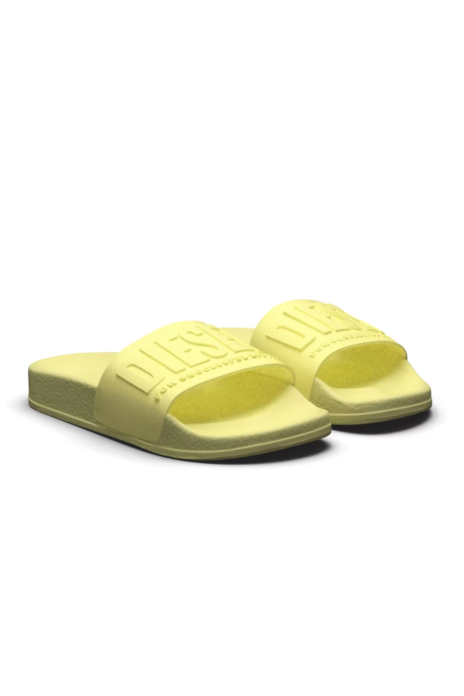 Sandali E Ciabatte<DIESEL Ciabatte Slide Mayemi Gialle Con Logo Embossed Giallo Limonata