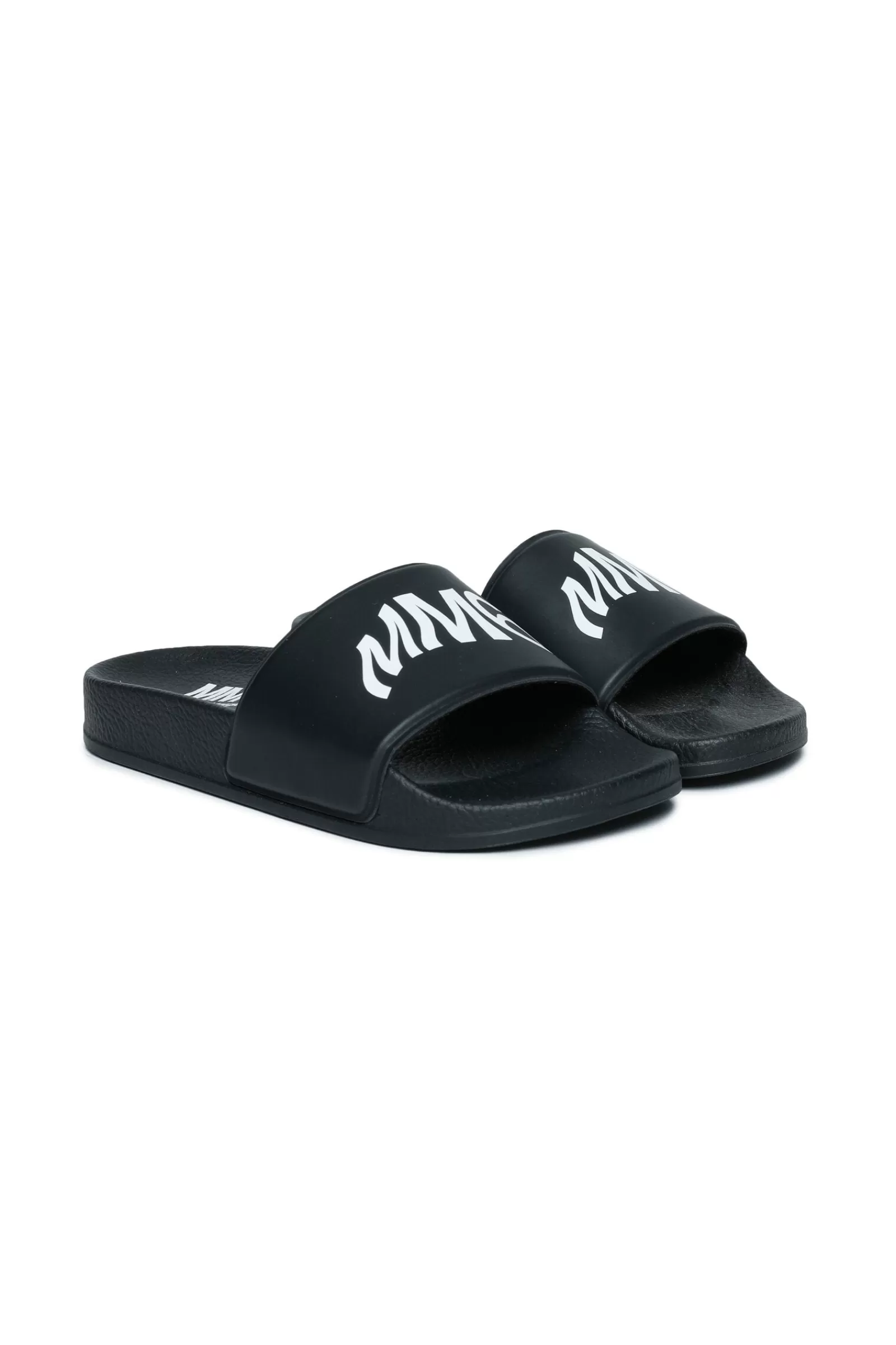 Sandali E Ciabatte<MM6 MAISON MARGIELA Ciabatte Slide Nere Con Maxi-Logo Nero