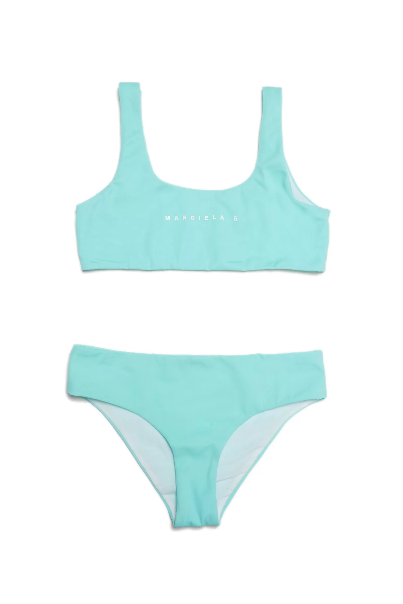 Costumi Da Bagno<MM6 MAISON MARGIELA Costume Bikini Acquamarina Sportivo Con Logo Minimal Verde Acquamarina