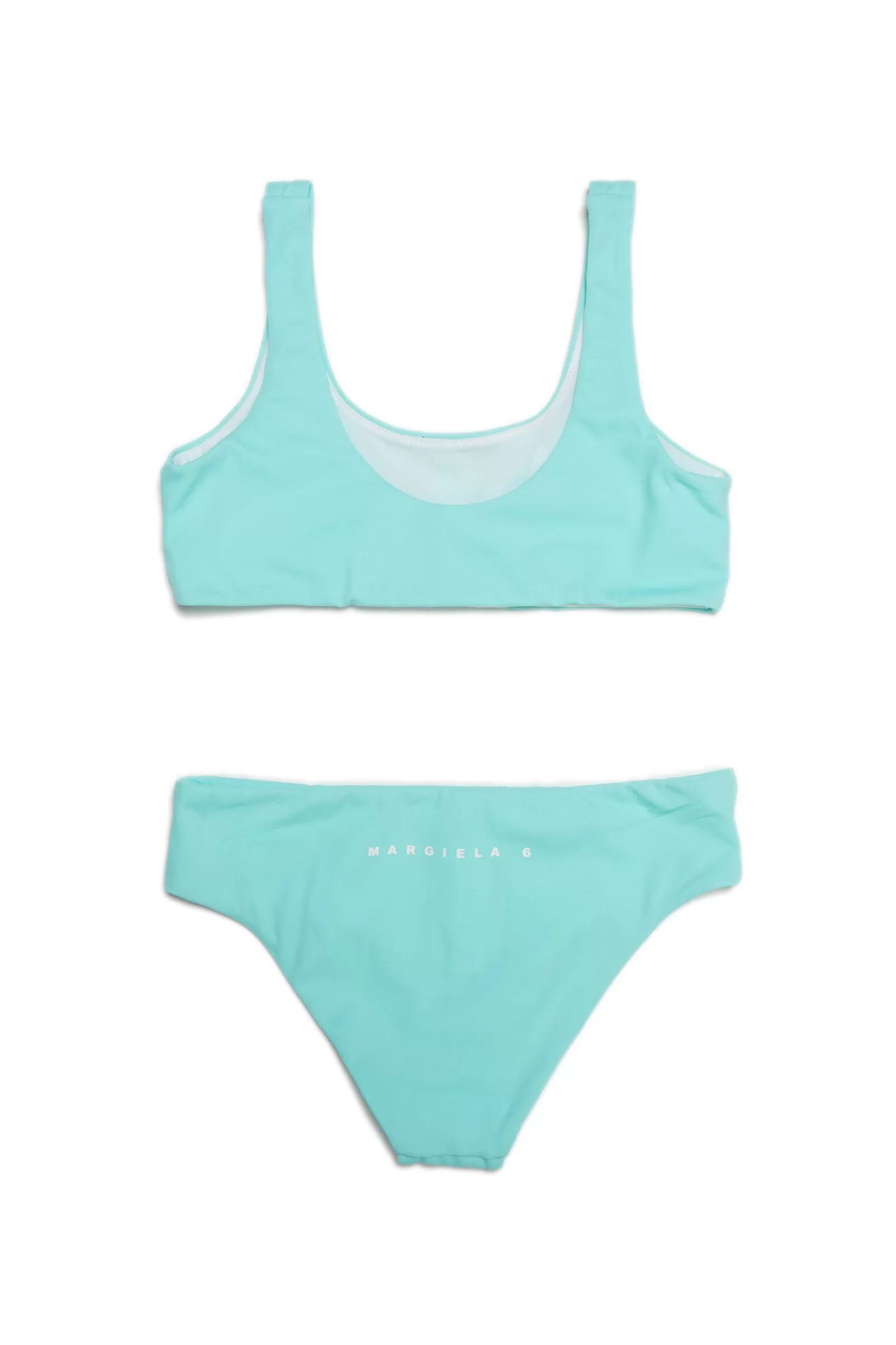 Costumi Da Bagno<MM6 MAISON MARGIELA Costume Bikini Acquamarina Sportivo Con Logo Minimal Verde Acquamarina