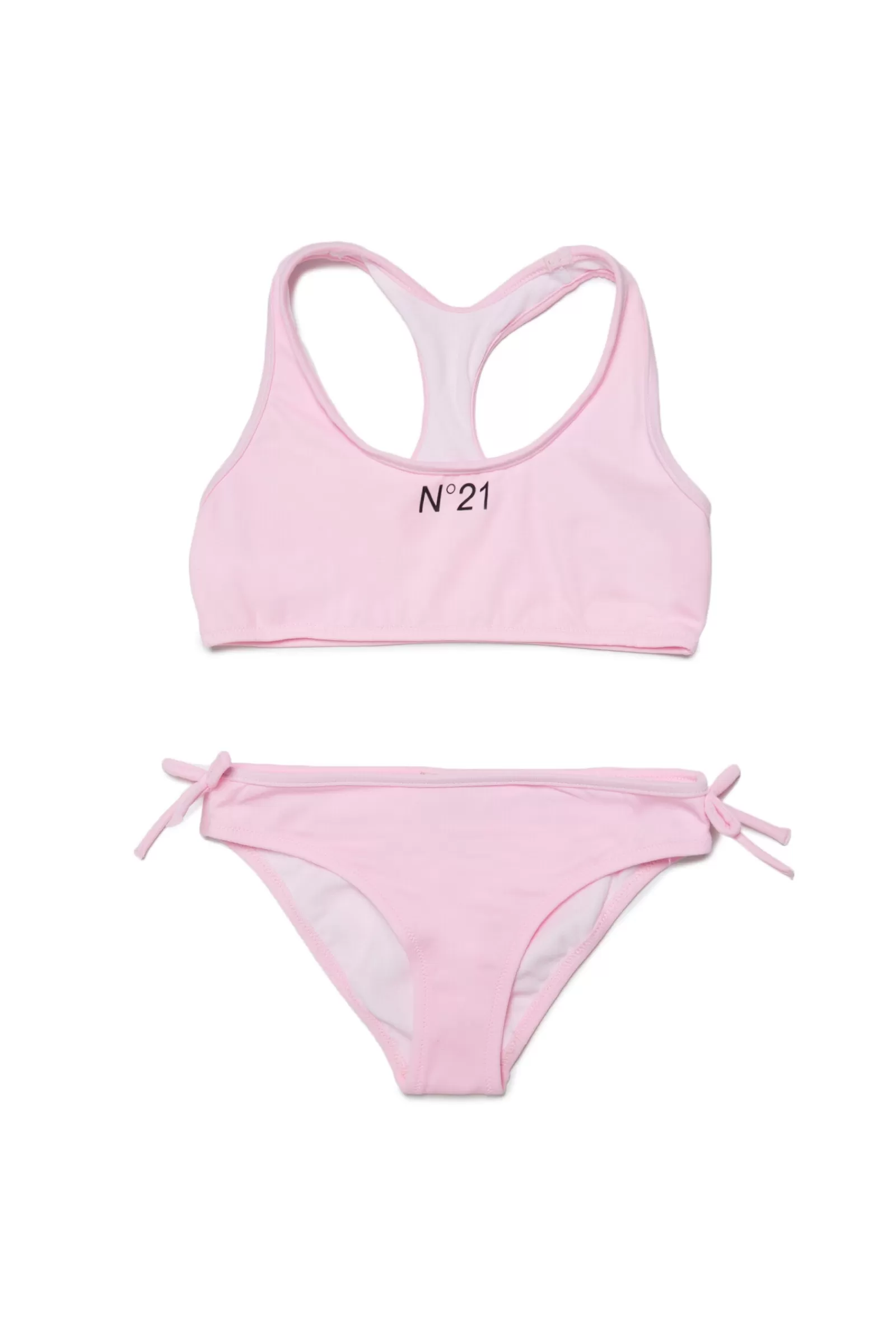 Costumi Da Bagno<N°21 Costume Bikini Rosa In Lycra Con Logo Lilla Antico