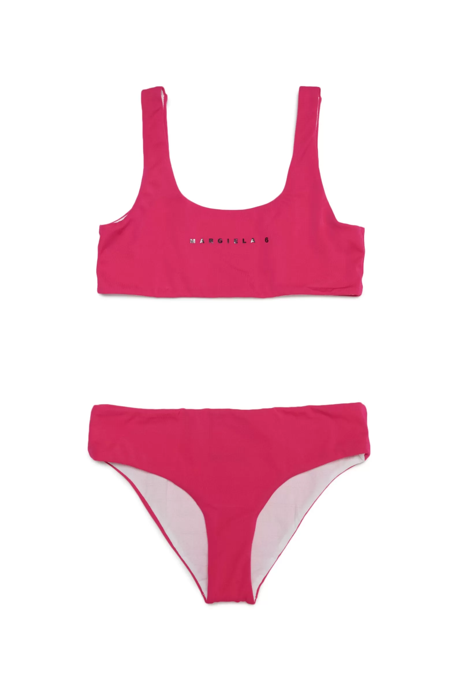 Costumi Da Bagno<MM6 MAISON MARGIELA Costume Bikini Rosa Sportivo Con Logo Minimal Rosa Acceso