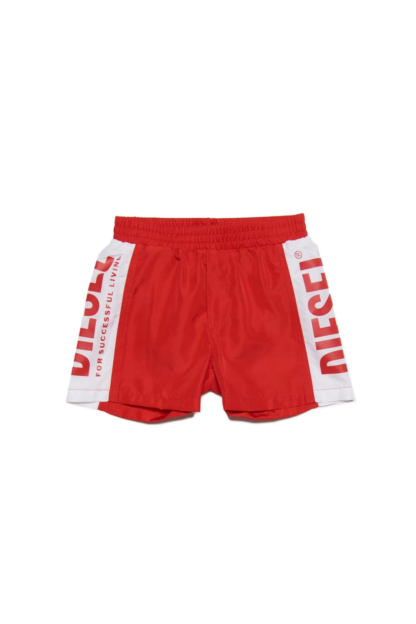 Costumi Da Bagno<DIESEL Costume Boxer Rosso In Lycra Con Banda Logo Rosso Garofano