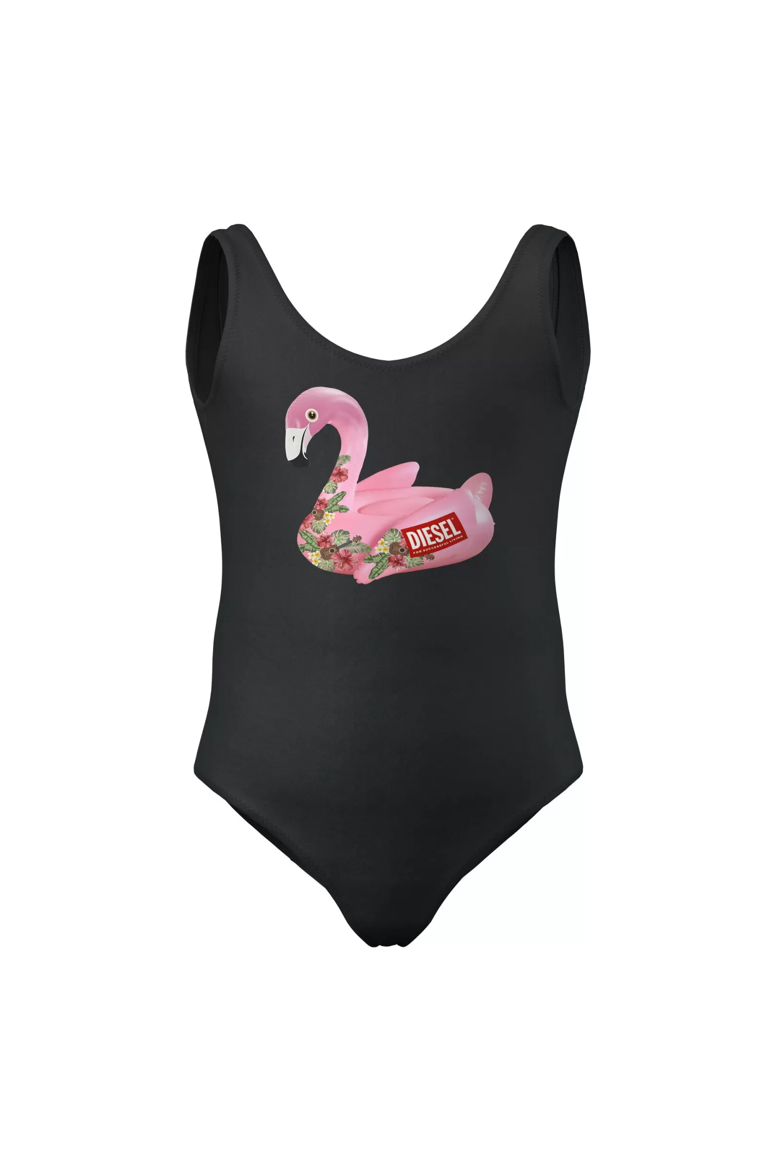 Costumi Da Bagno<DIESEL Costume Intero In Lycra Con Stampa Fenicottero Rosa Nero