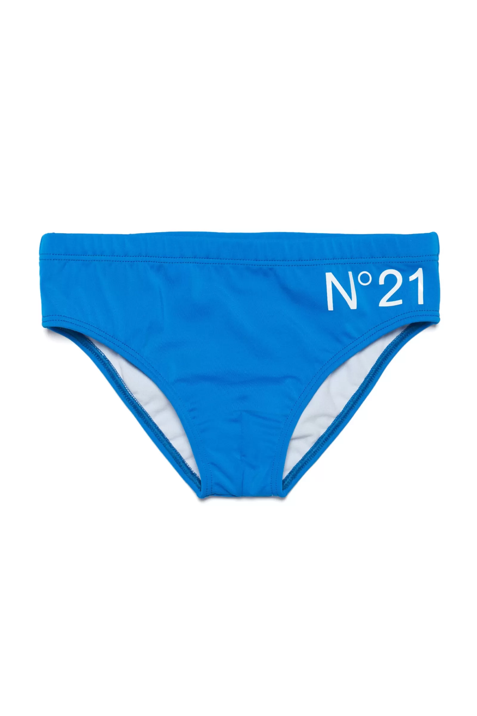 Costumi Da Bagno<N°21 Costume Slip Azzurro In Lycra Con Logo Blue Chiaro