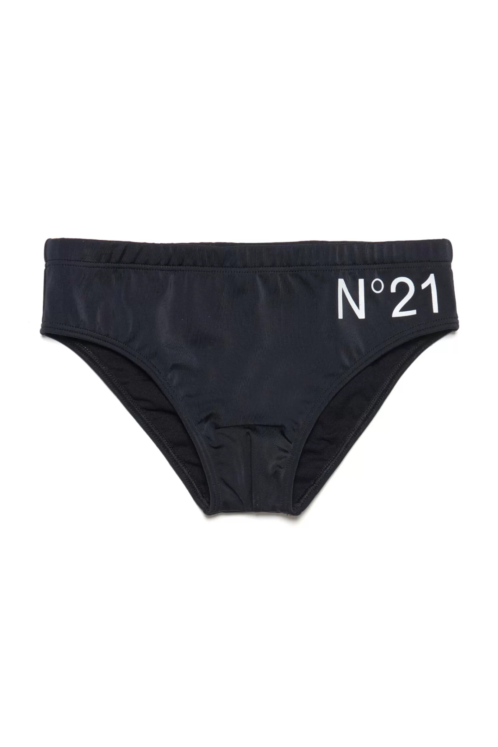 Costumi Da Bagno<N°21 Costume Slip In Lycra Con Logo Nero