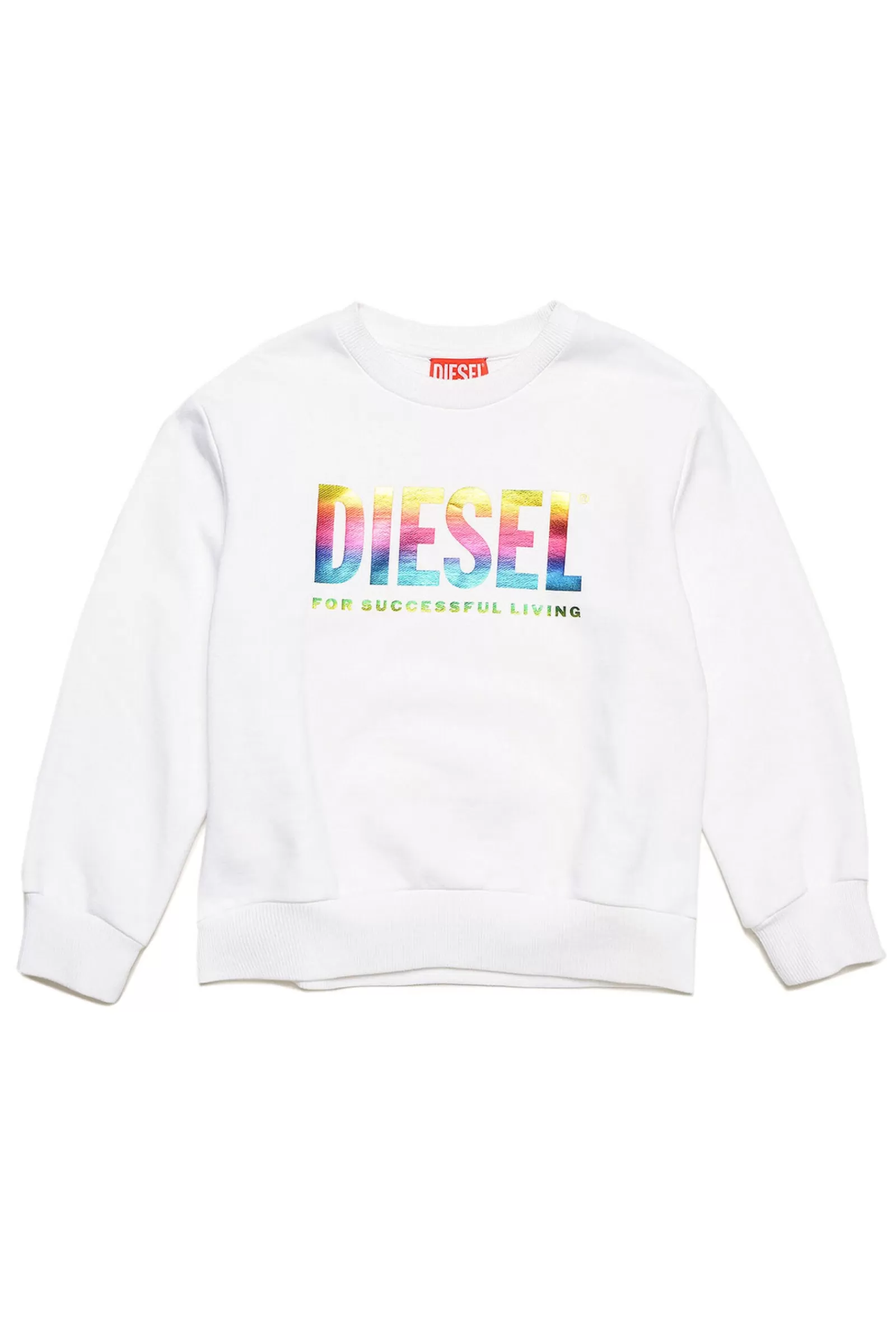 Felpe<DIESEL Felpa Bianca Con Logo Mylar Arcobaleno Bianco