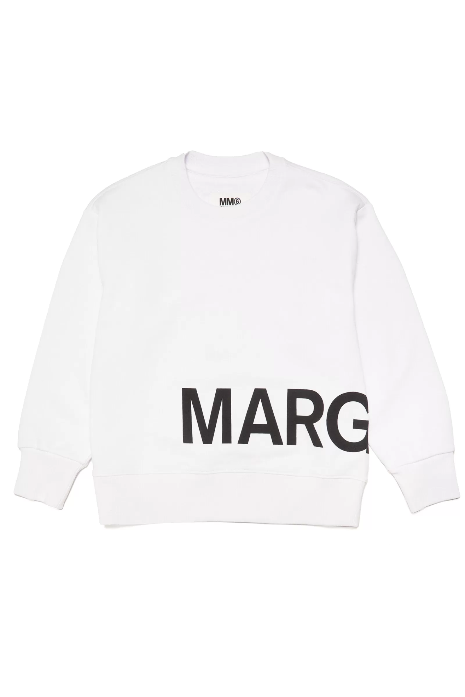 Felpe<MM6 MAISON MARGIELA Felpa Bianca Girocollo In Cotone Con Maxi-Logo Bianco