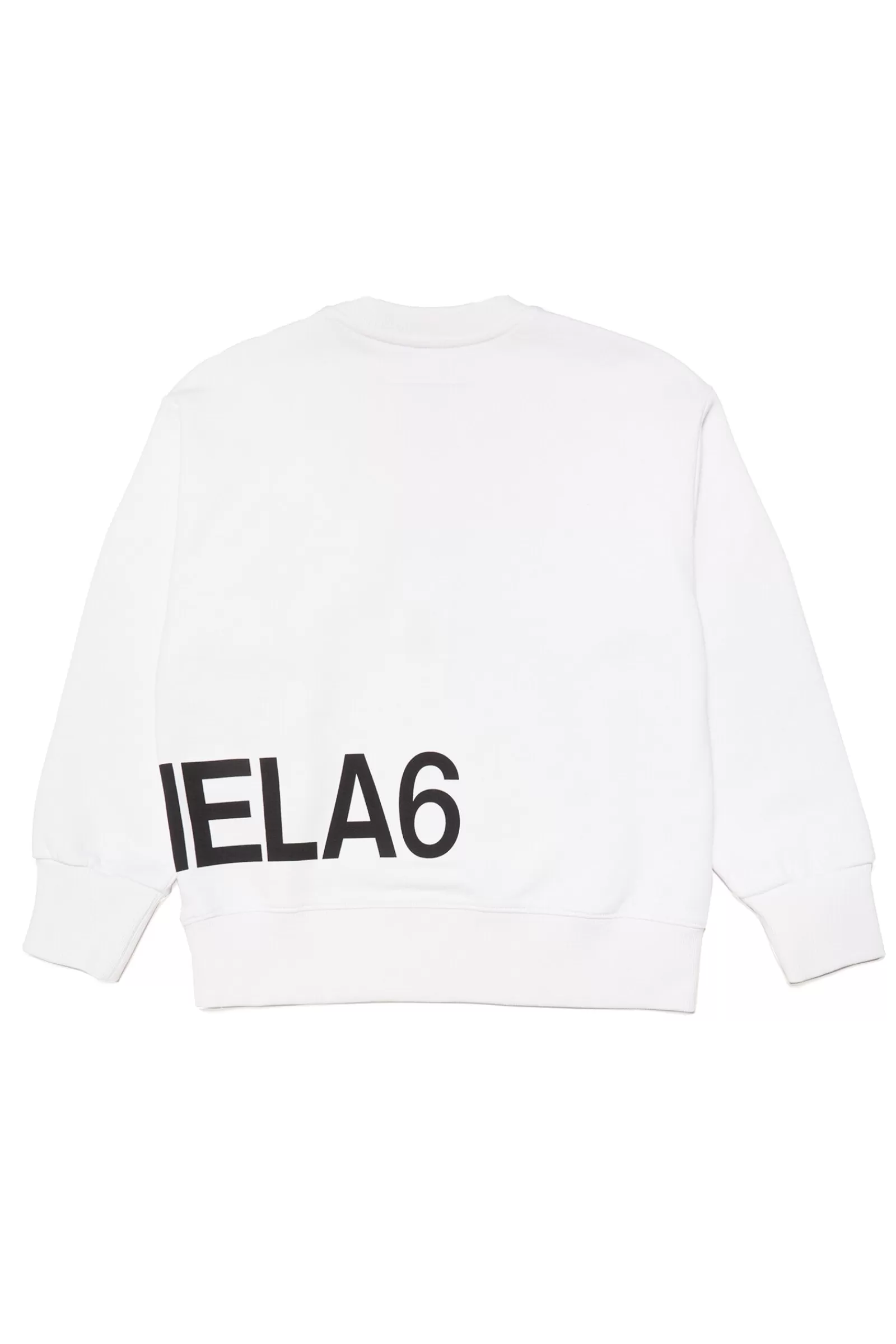 Felpe<MM6 MAISON MARGIELA Felpa Bianca Girocollo In Cotone Con Maxi-Logo Bianco