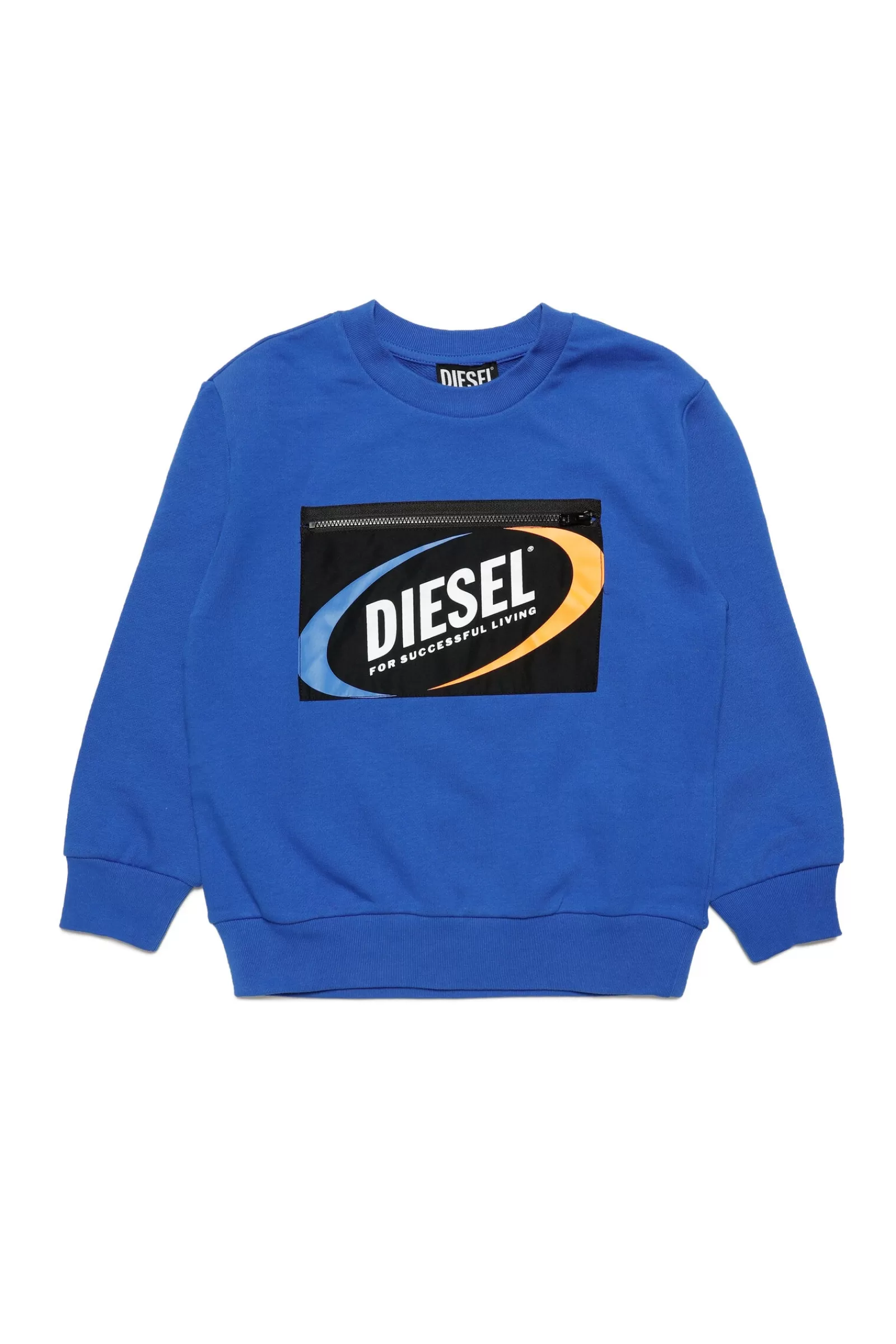 Felpe<DIESEL Felpa Blu Girocollo Con Logo Blu Luminoso