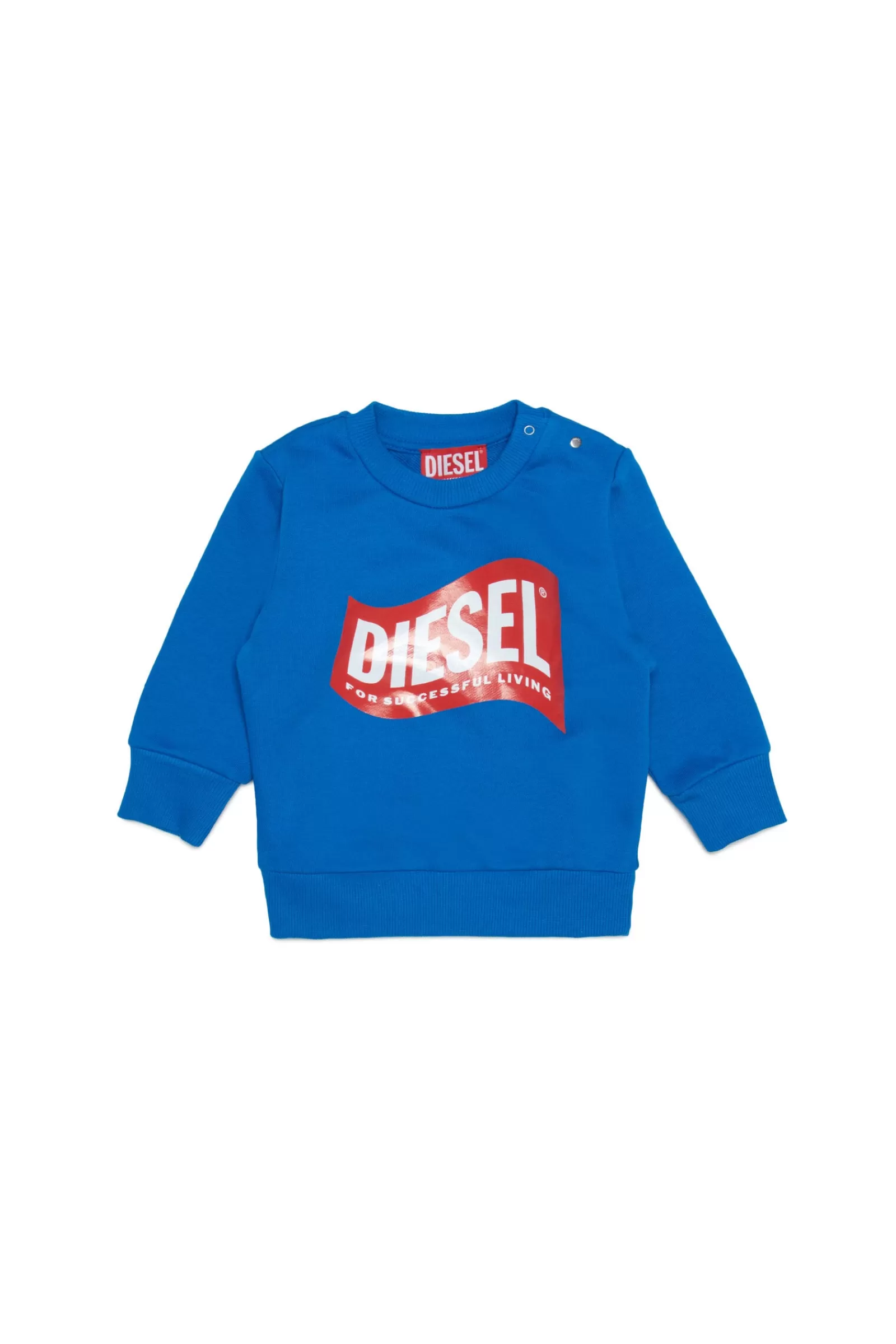 Felpe<DIESEL Felpa Blu Girocollo In Cotone Con Logo In Versione  Blu Principessa