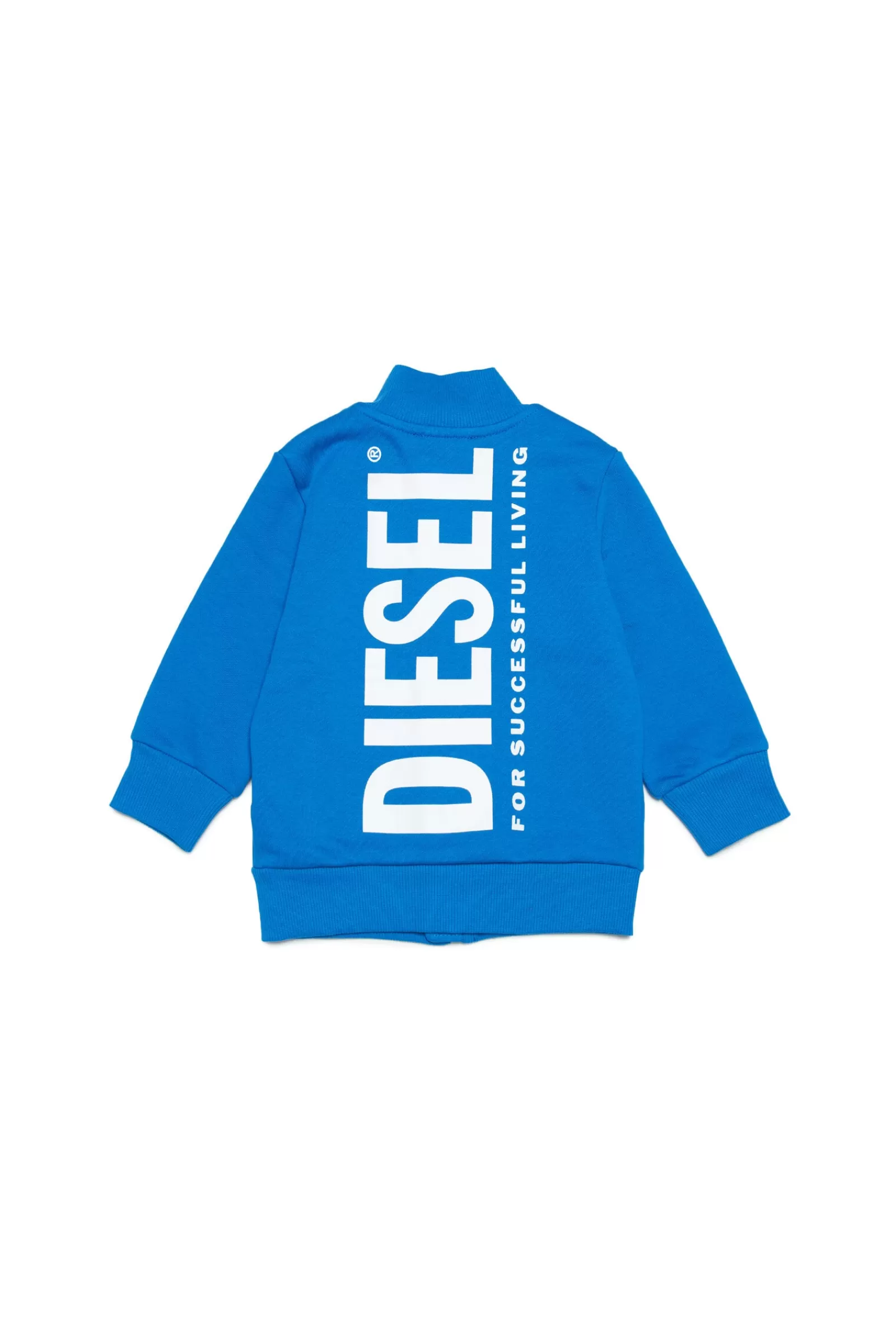 Felpe<DIESEL Felpa Blu In Cotone Con Zip E Logo Extra-Large Blu Principessa