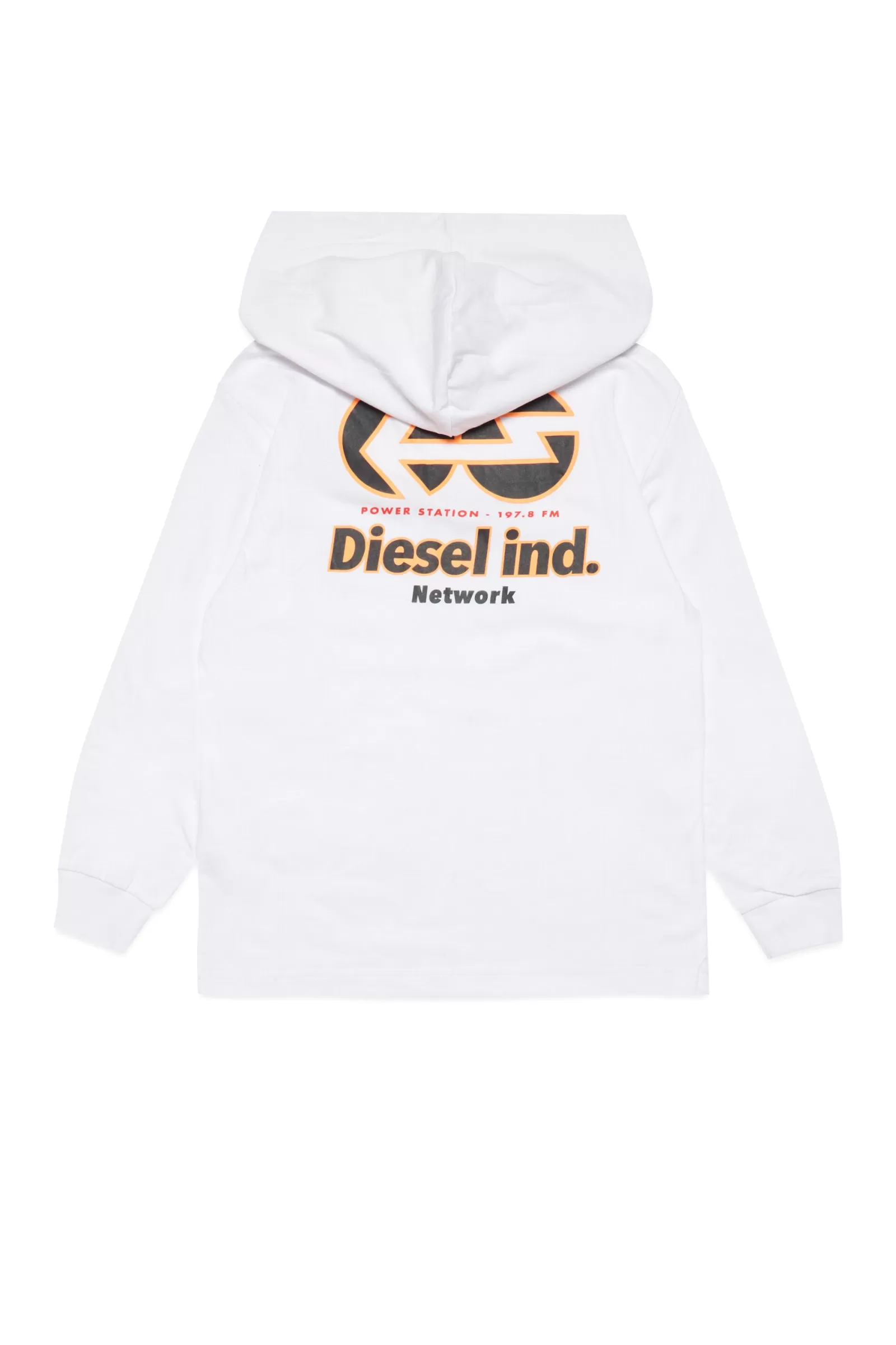 T-Shirt<DIESEL Felpa Con Cappuccio In Jersey Con Grafica Bianco