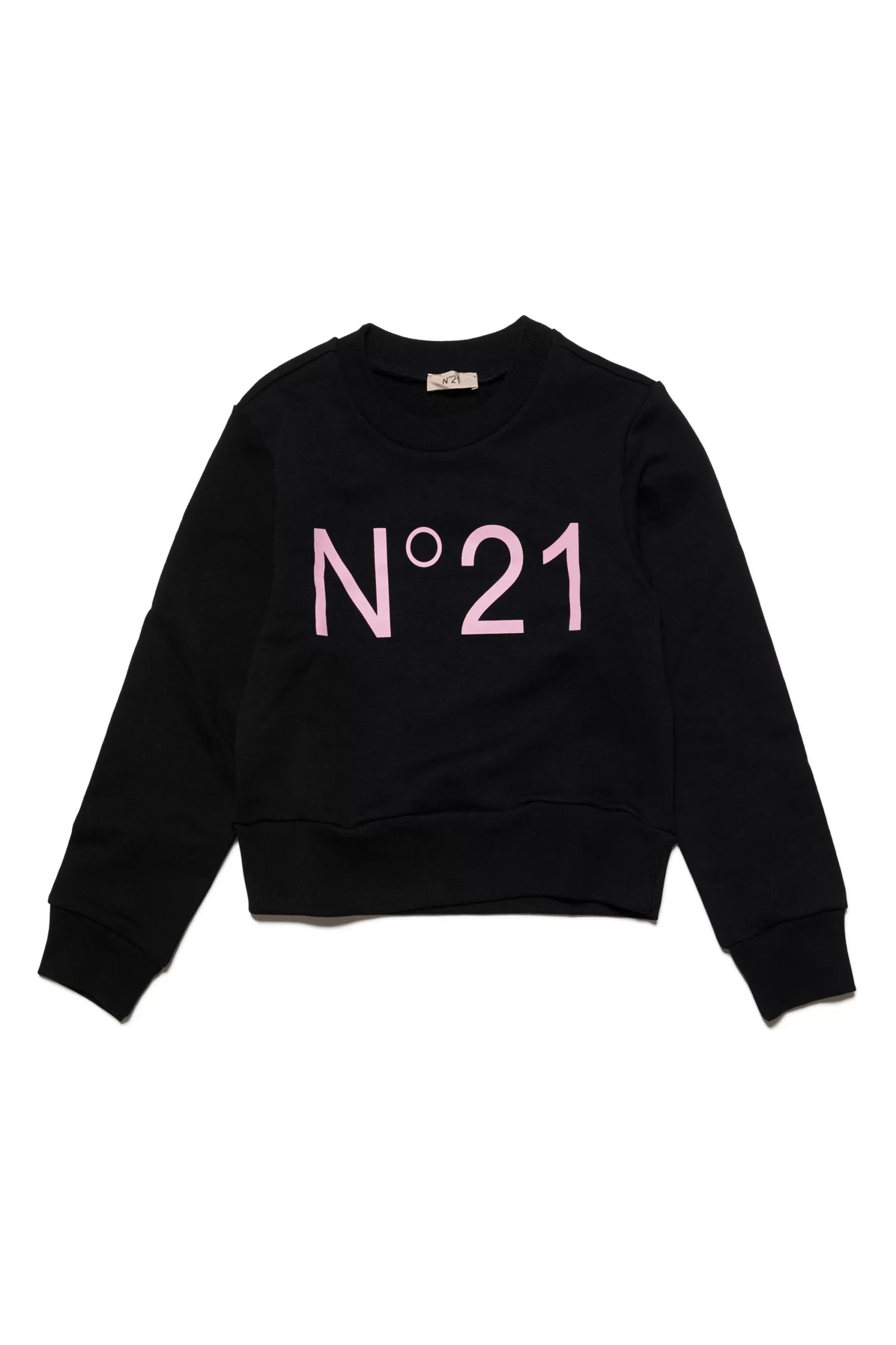 Felpe<N°21 Felpa Crop Girocollo In Cotone Con Logo Nero Denim