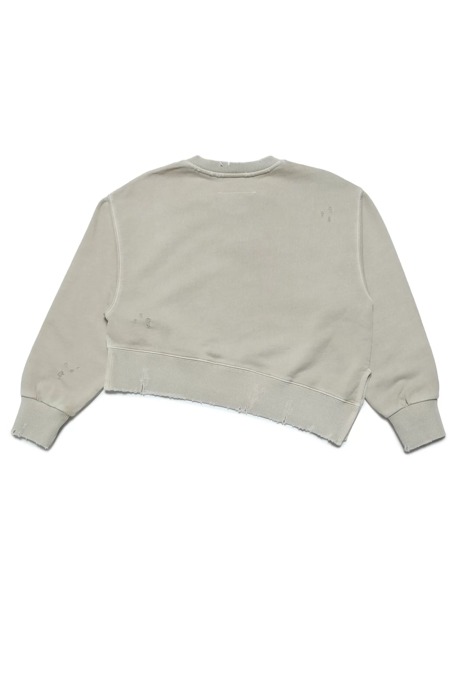 Felpe<MM6 MAISON MARGIELA Felpa Crop Girocollo In Cotone Con Logo E Rotture Cammello Chiaro