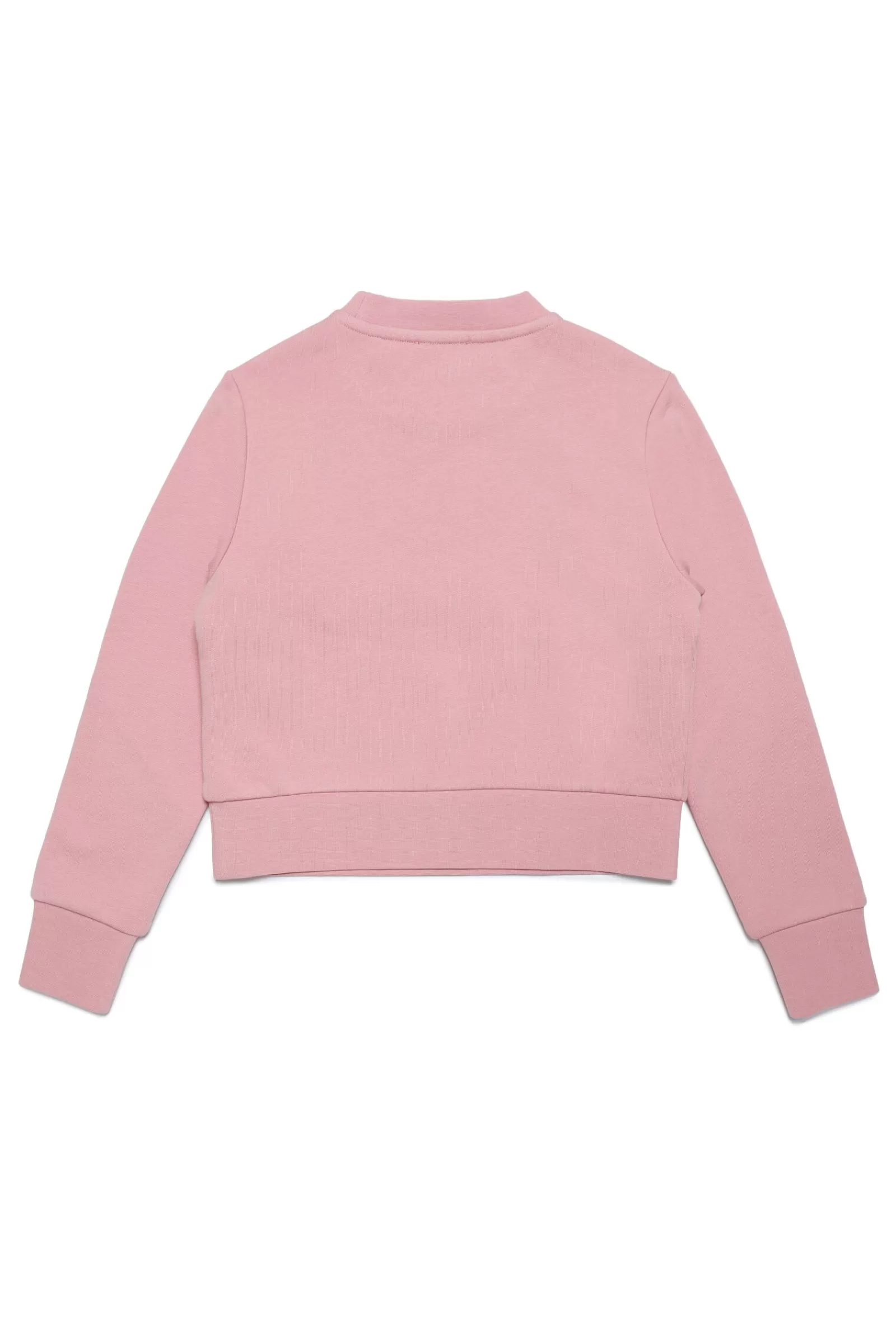 Felpe<DIESEL Felpa Crop Girocollo In Cotone Con Logo Effetto Ciniglia Rosa Caramella