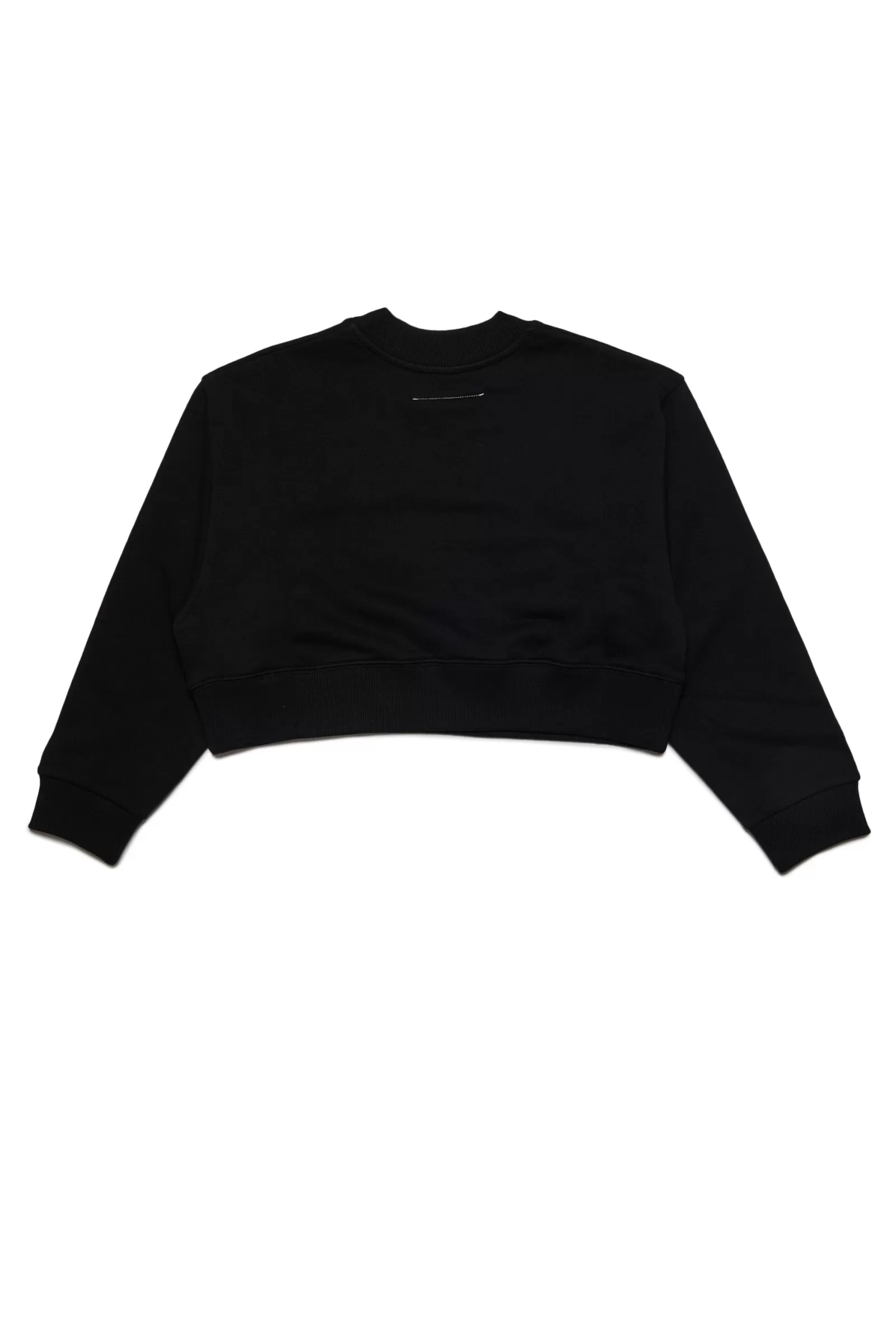 Felpe<MM6 MAISON MARGIELA Felpa Crop Girocollo In Jersey Con Logo Punti Luce Nero Denim