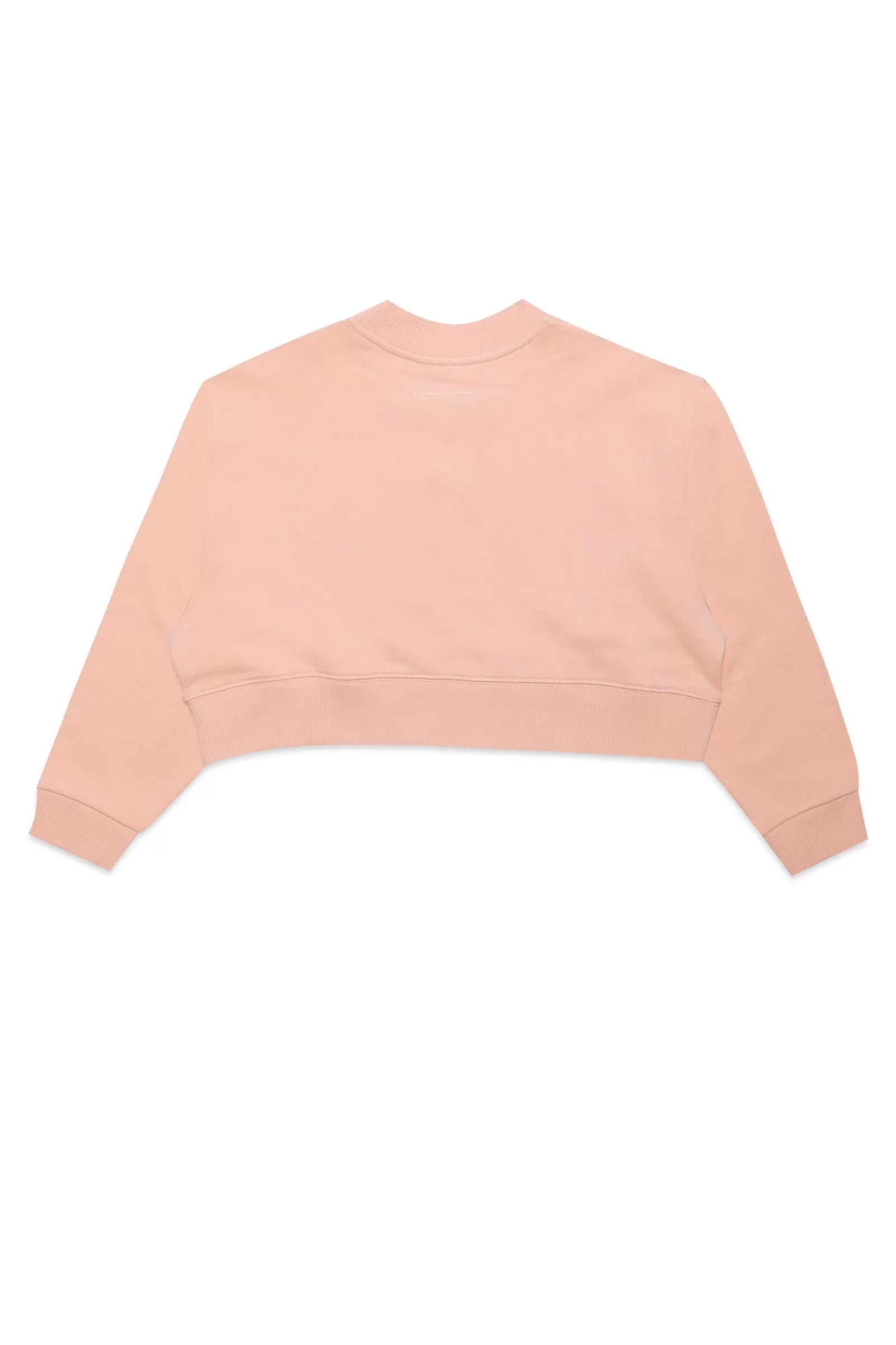 Felpe<MM6 MAISON MARGIELA Felpa Crop Girocollo In Jersey Con Logo Punti Luce Rosa Pesca