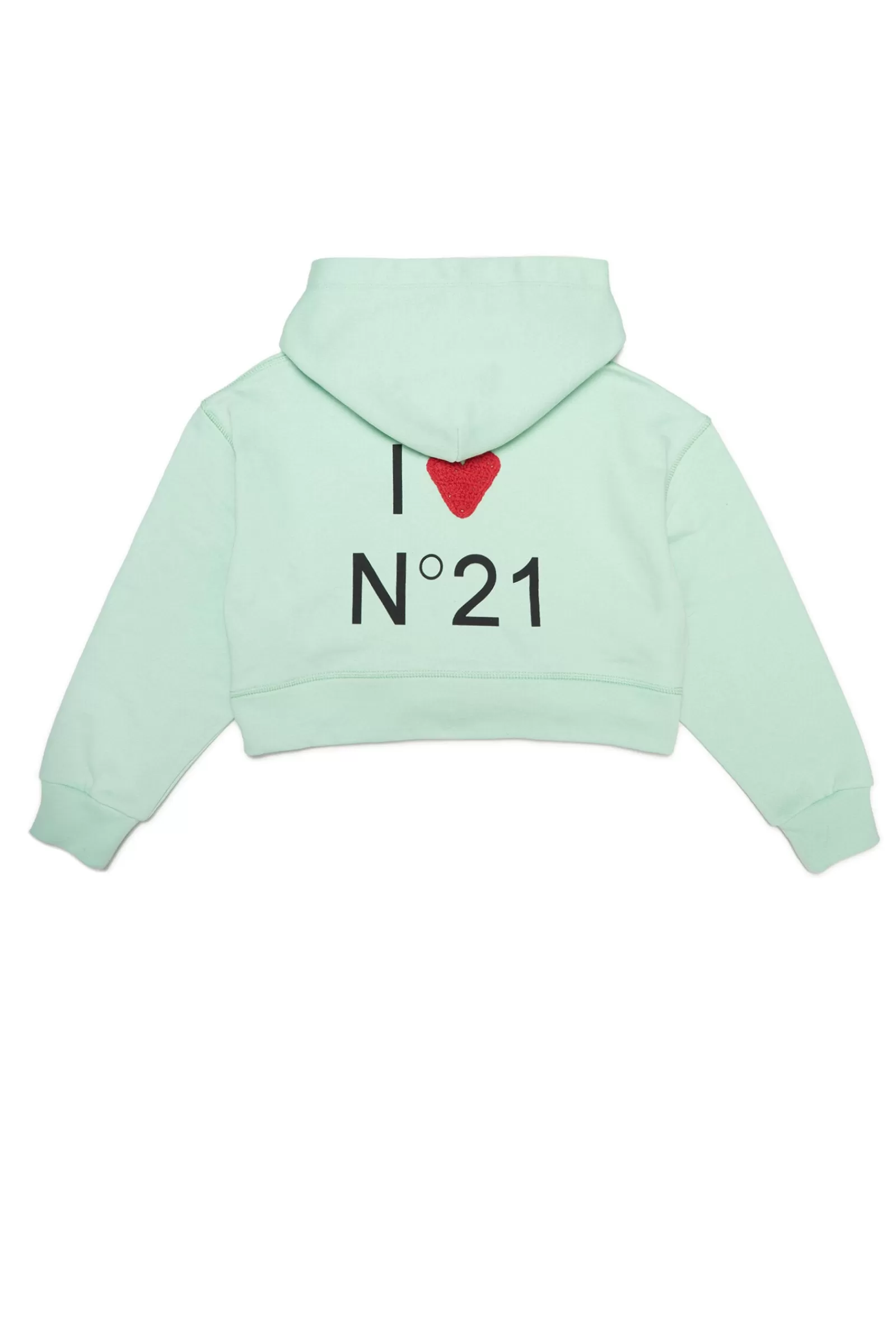 Felpe<N°21 Felpa Cropped Con Logo I Love Sul Retro Verde Menta