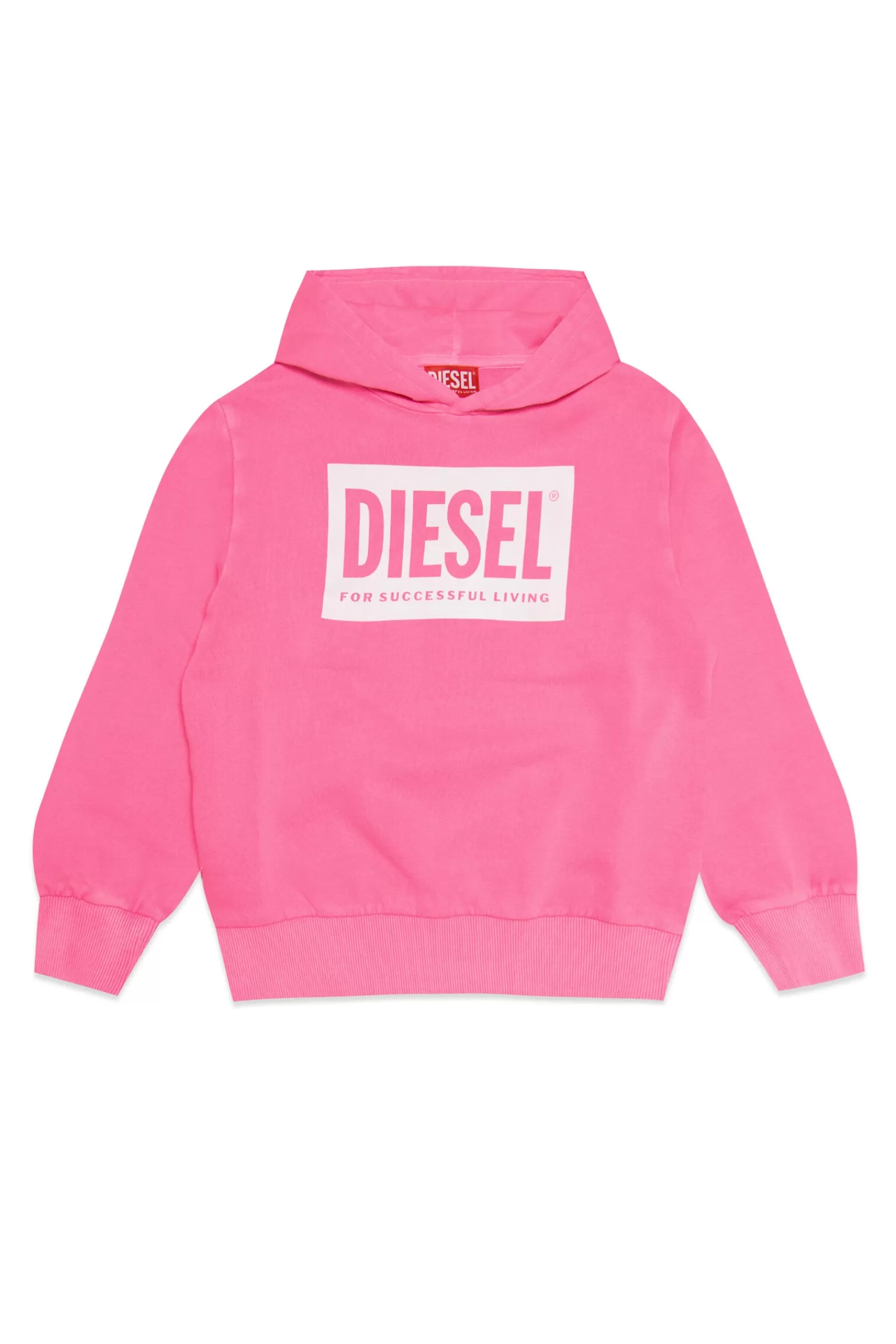 Felpe<DIESEL Felpa Fluo In Cotone Con Cappuccio Rosa