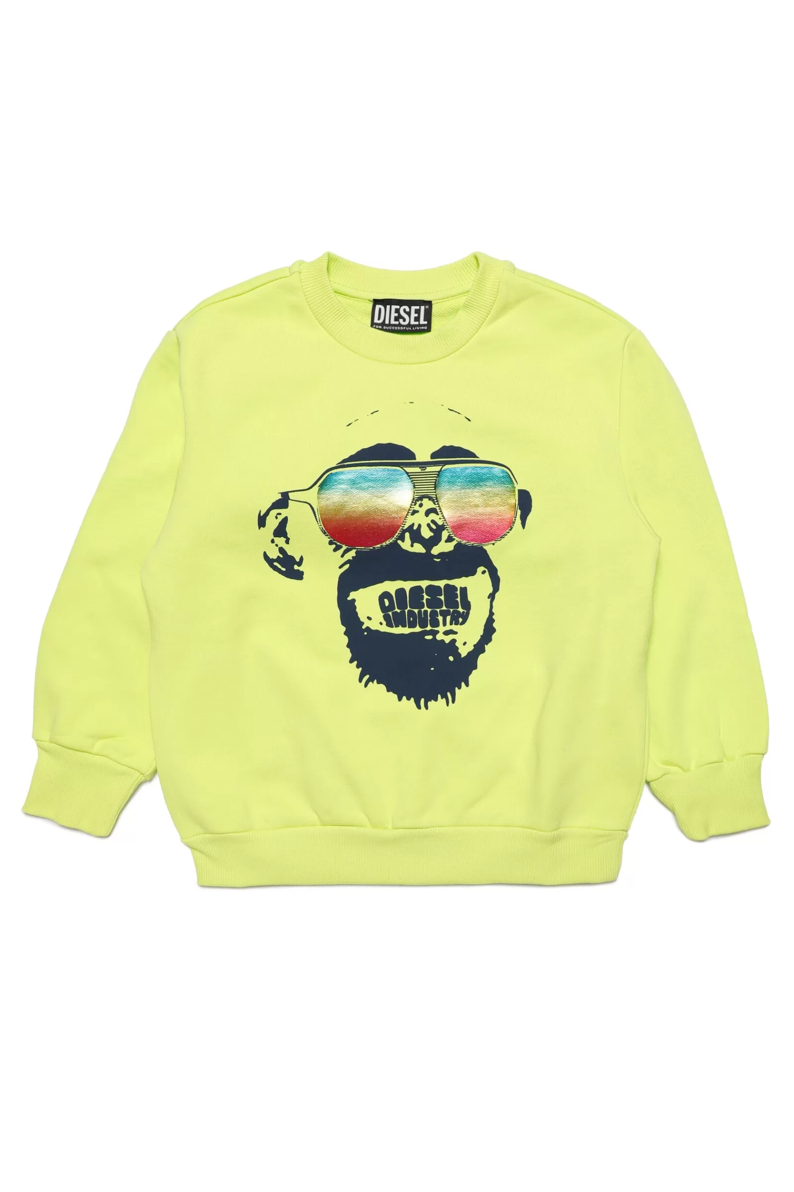 Felpe<DIESEL Felpa Gialla Con Stampa Monkey Effetto Metallizzato Giallo Limone