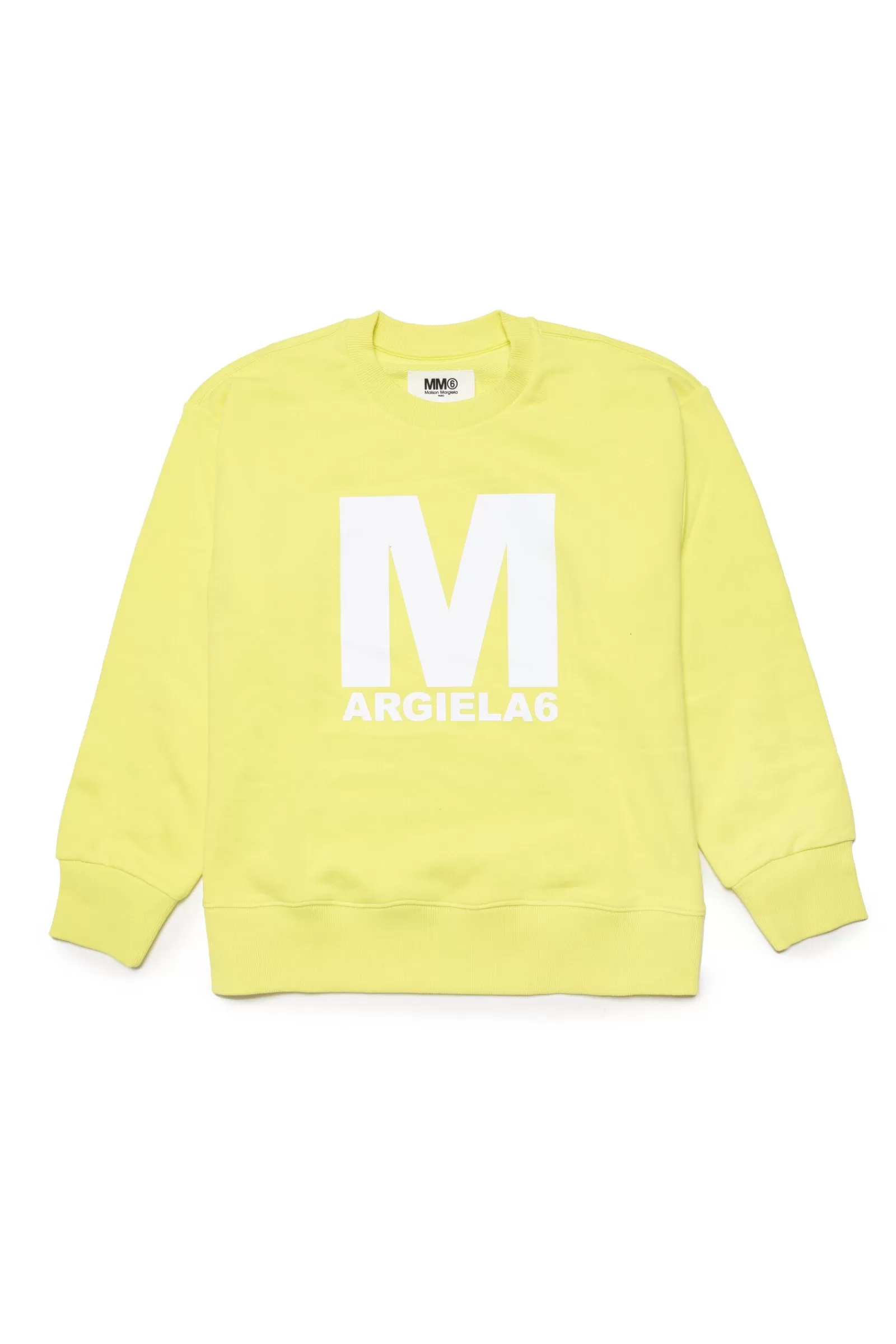 Felpe<MM6 MAISON MARGIELA Felpa Gialla Girocollo In Cotone Con Logo Spessorato Giallo Luminoso