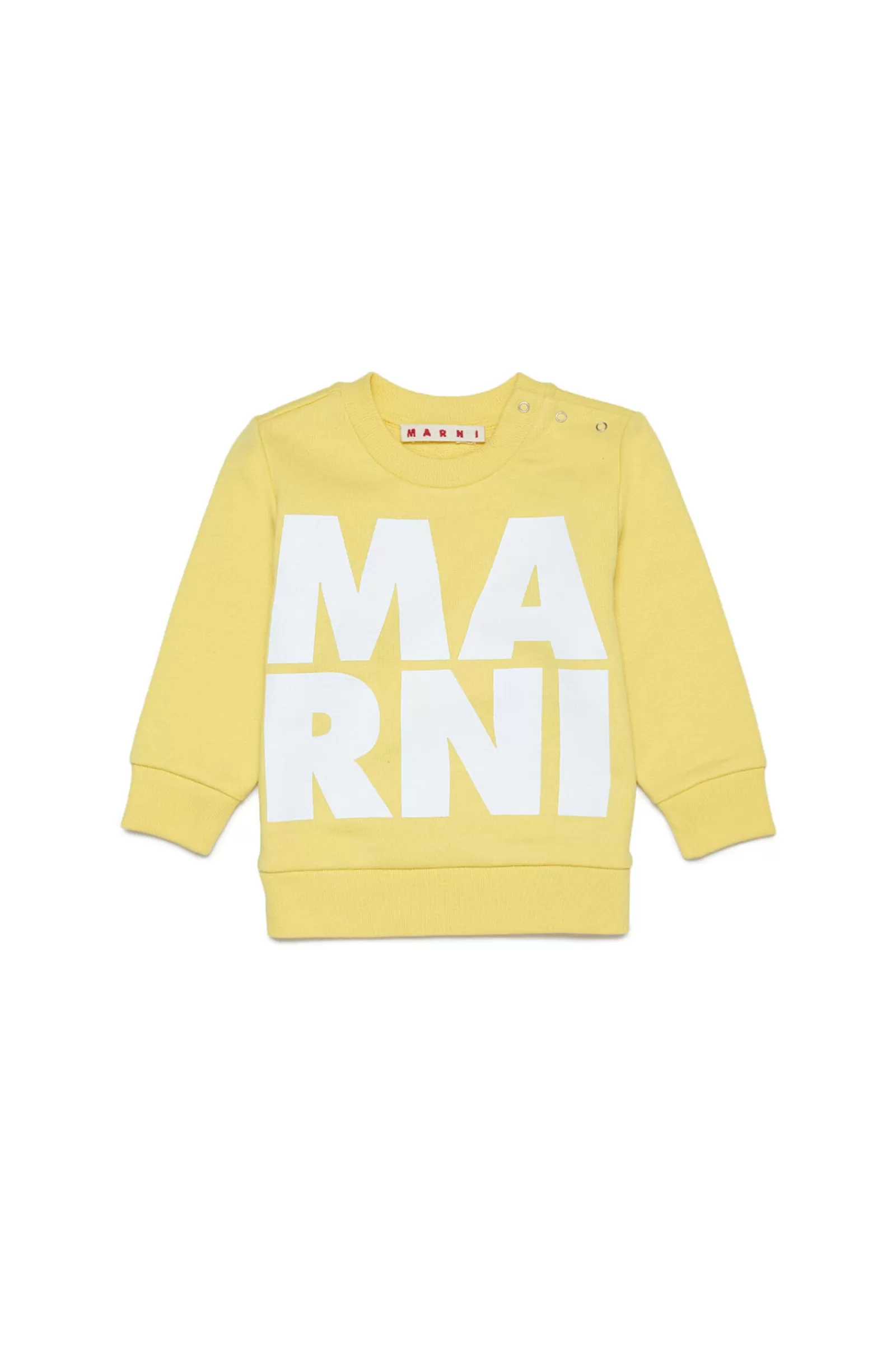 Felpe<MARNI Felpa Gialla In Cotone Con Logo Displaced Giallo Scorza Di Limone