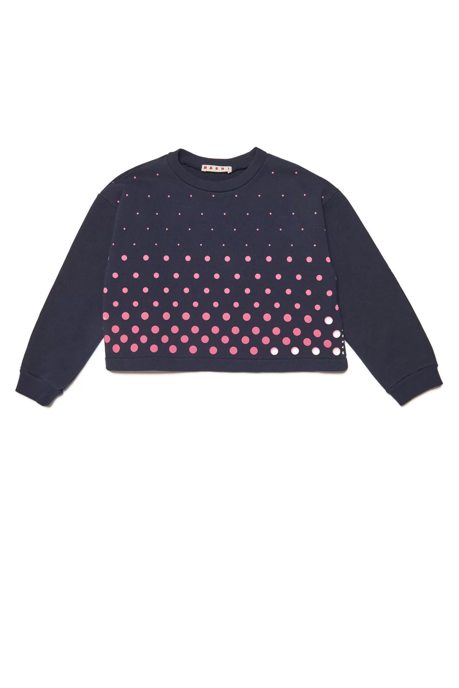 Felpe<MARNI Felpa Girocollo In Cotone A Motivo Allover Dots Blu Navy