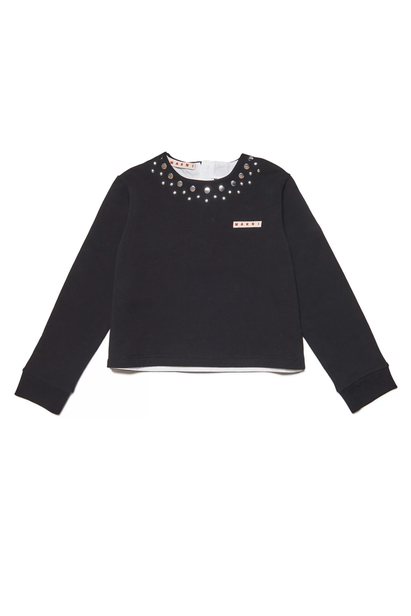 Felpe<MARNI Felpa Girocollo In Cotone Con Borchie Nero Denim