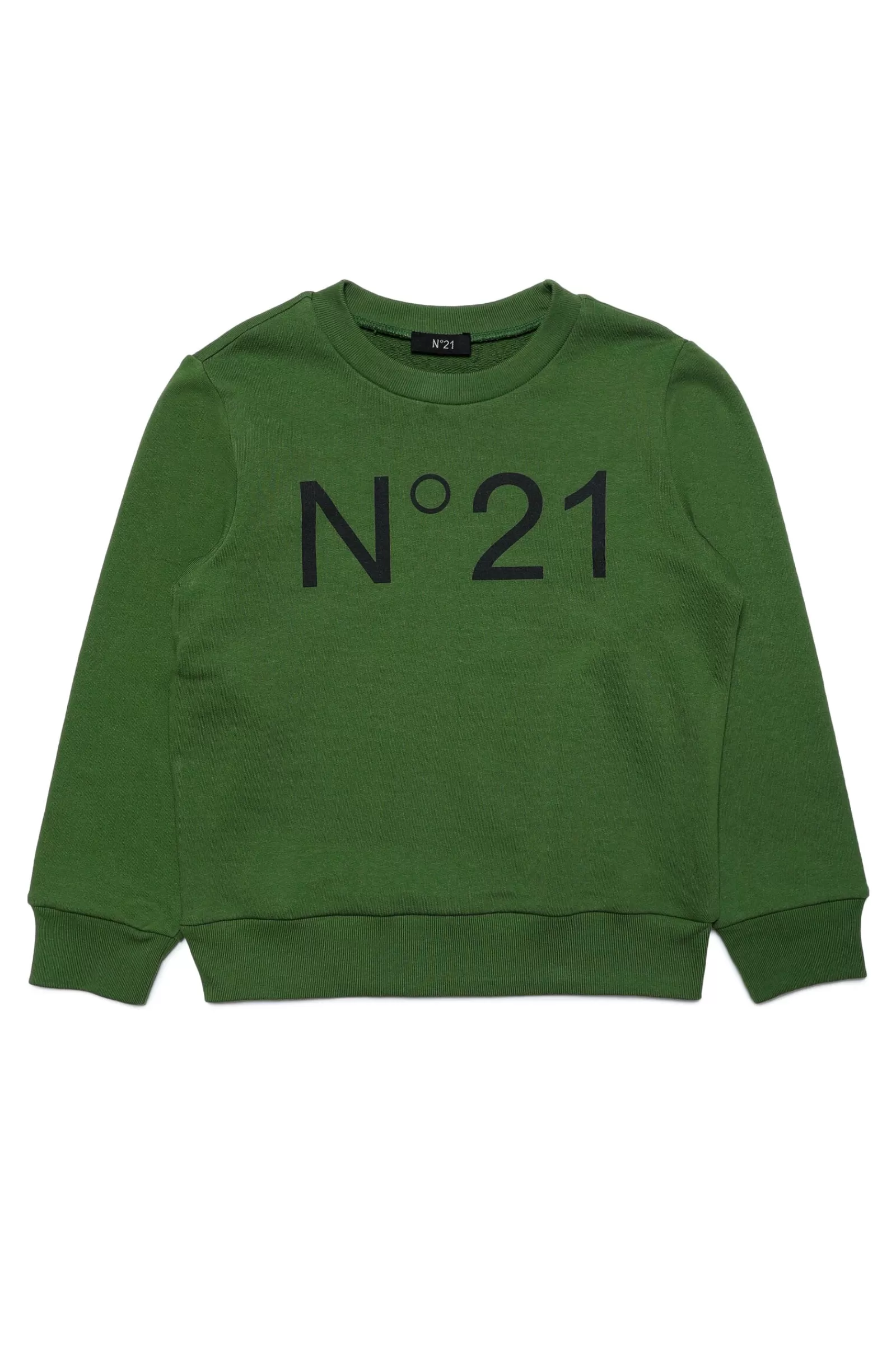 Felpe<N°21 Felpa Girocollo In Cotone Con Logo Verde Militare