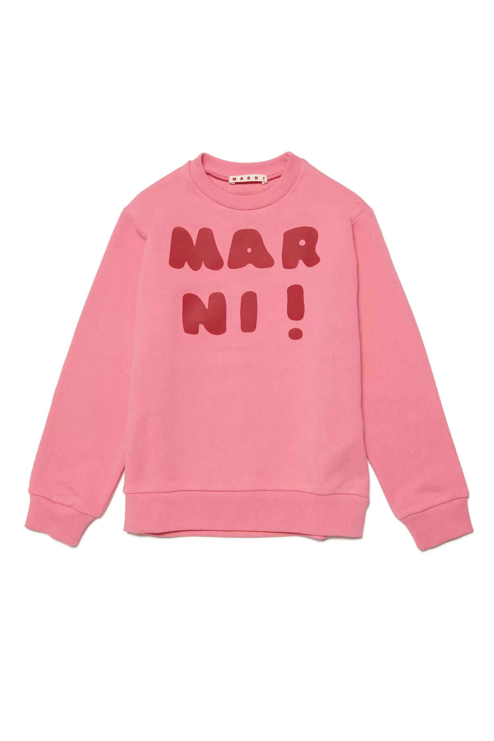 Felpe<MARNI Felpa Girocollo In Cotone Con Logo Rosa Caramella