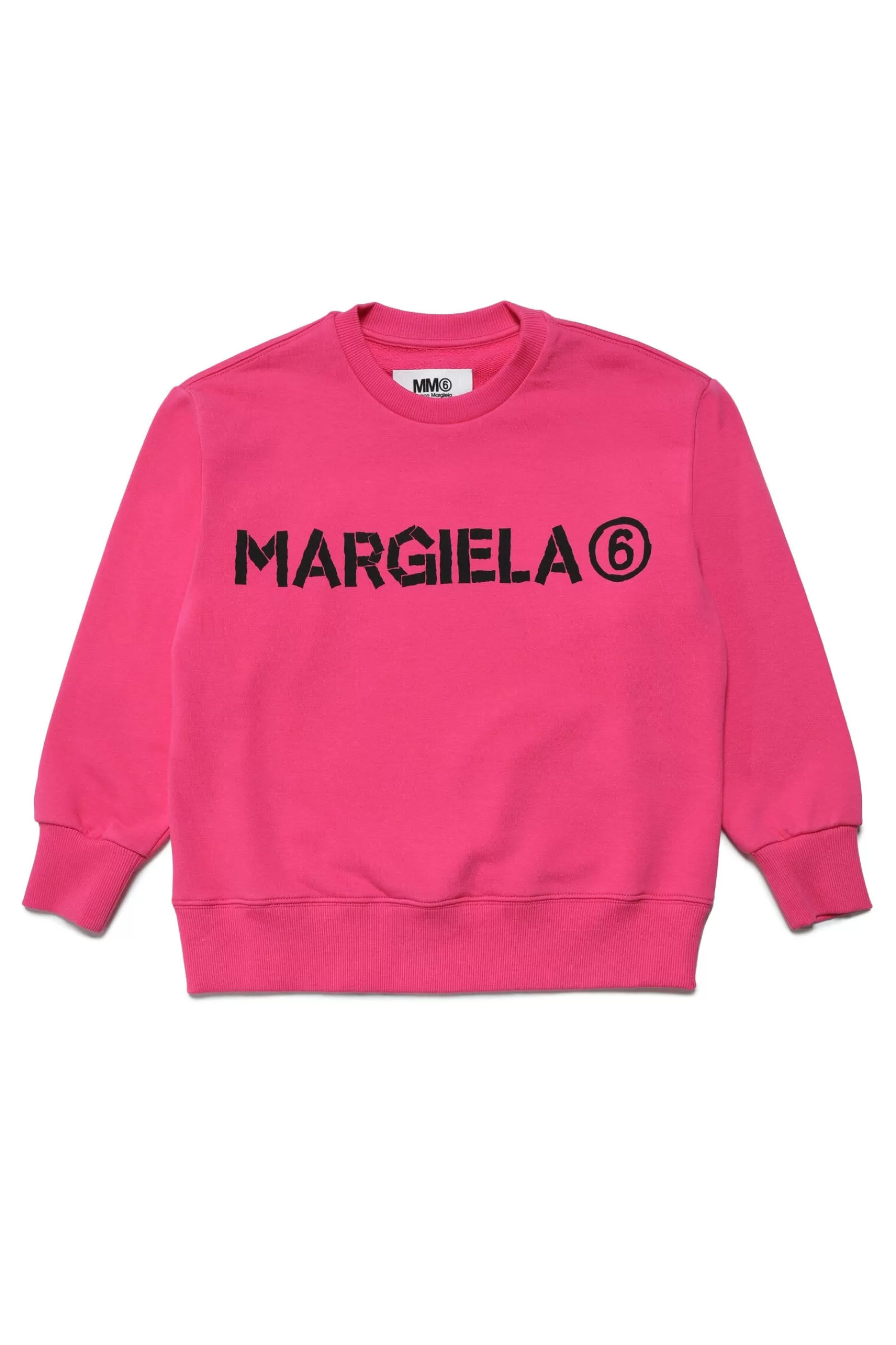 Felpe<MM6 MAISON MARGIELA Felpa Girocollo In Cotone Con Logo Rosa Extra