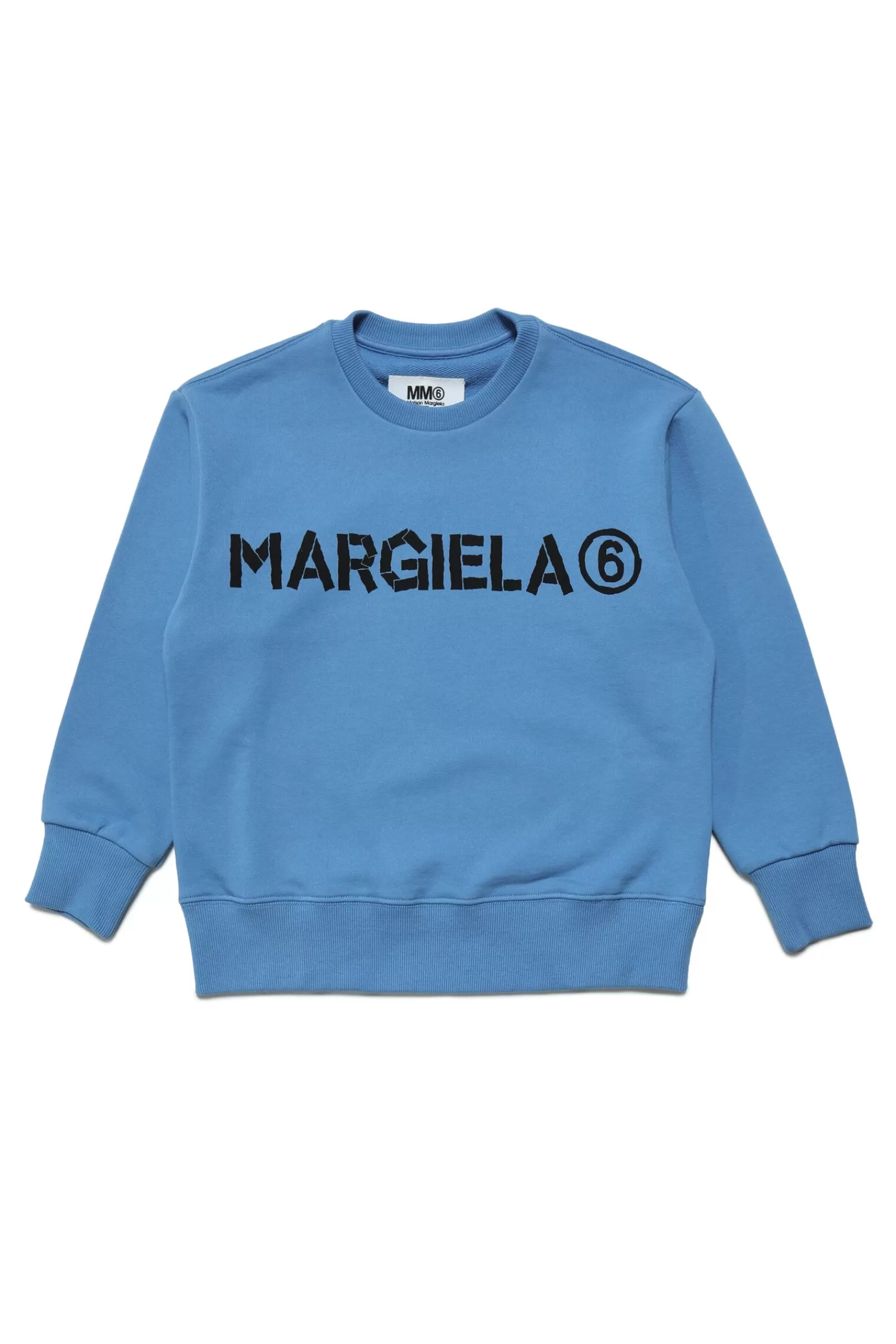 Felpe<MM6 MAISON MARGIELA Felpa Girocollo In Cotone Con Logo Blu Seventies