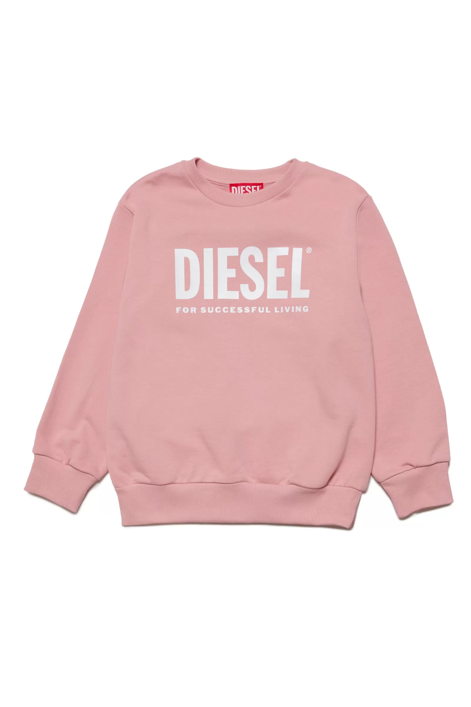 Felpe<DIESEL Felpa Girocollo In Cotone Con Logo Rosa Caramella