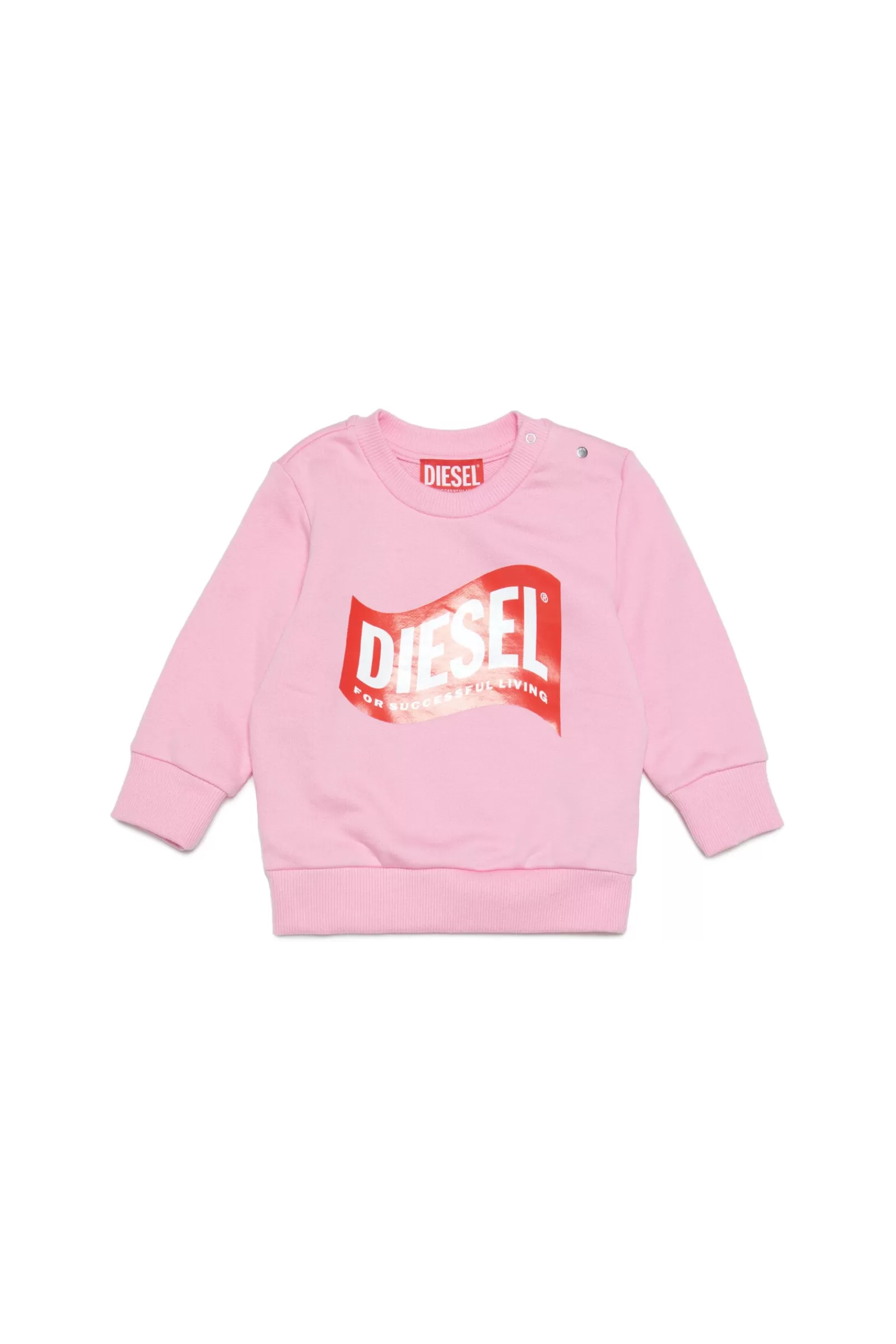 Felpe<DIESEL Felpa Girocollo In Cotone Con Logo In Versione  Rosa Pastello