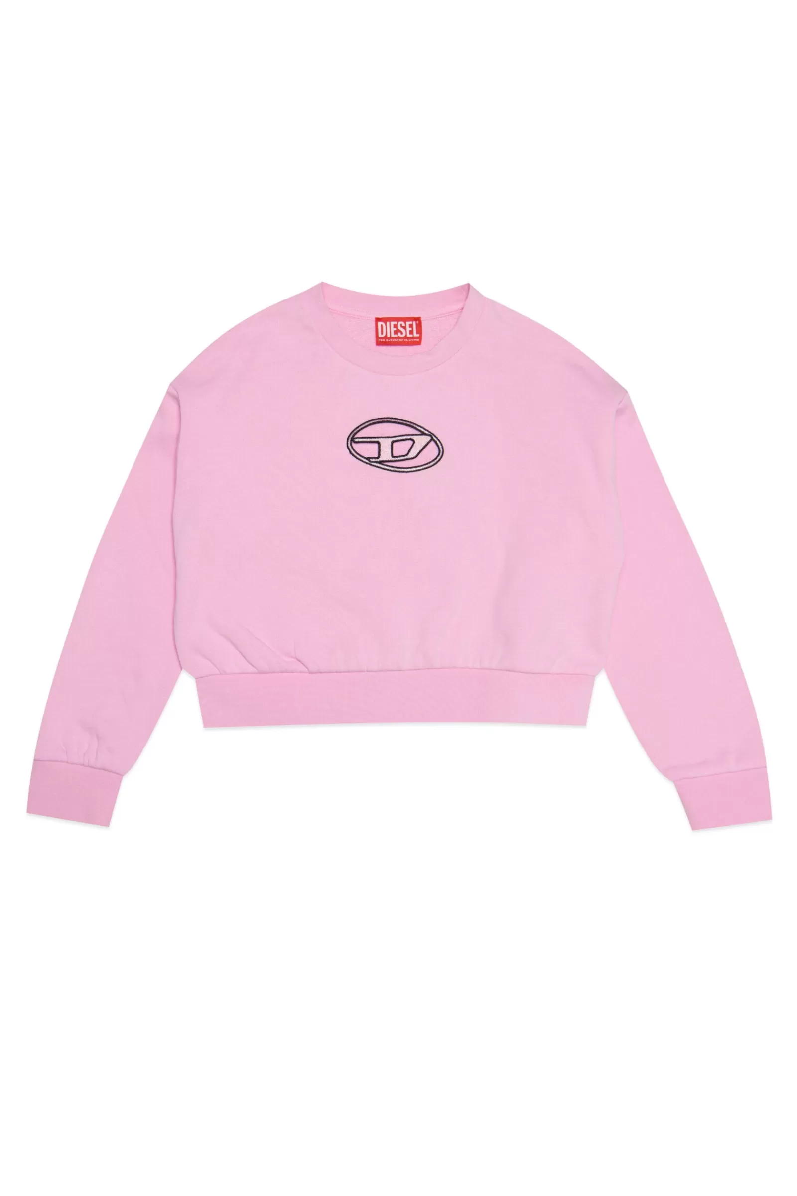 Felpe<DIESEL Felpa Girocollo In Cotone Con Logo Oval D Rosa Pastello