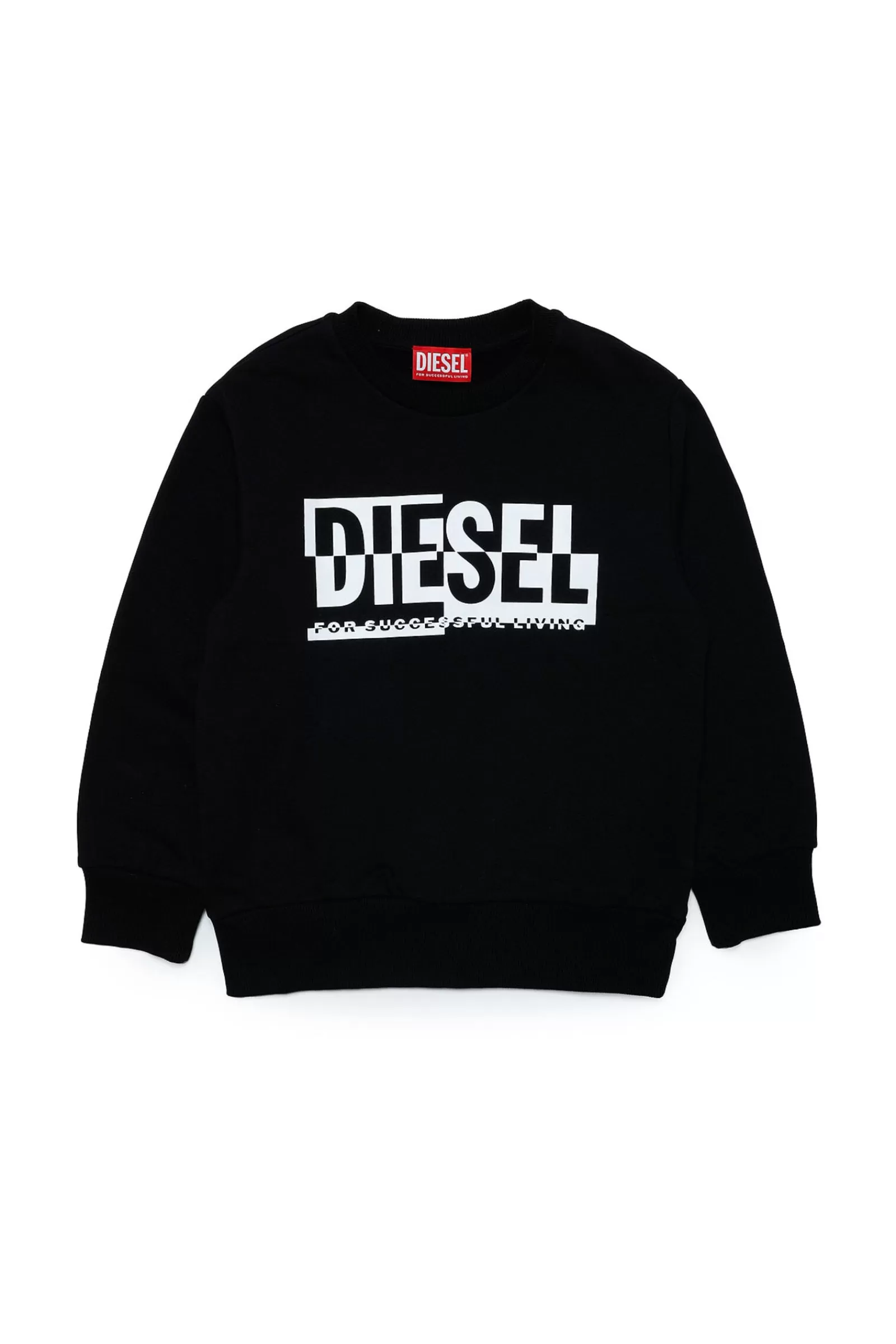 Felpe<DIESEL Felpa Girocollo In Cotone Con Logo Sezionato Nero