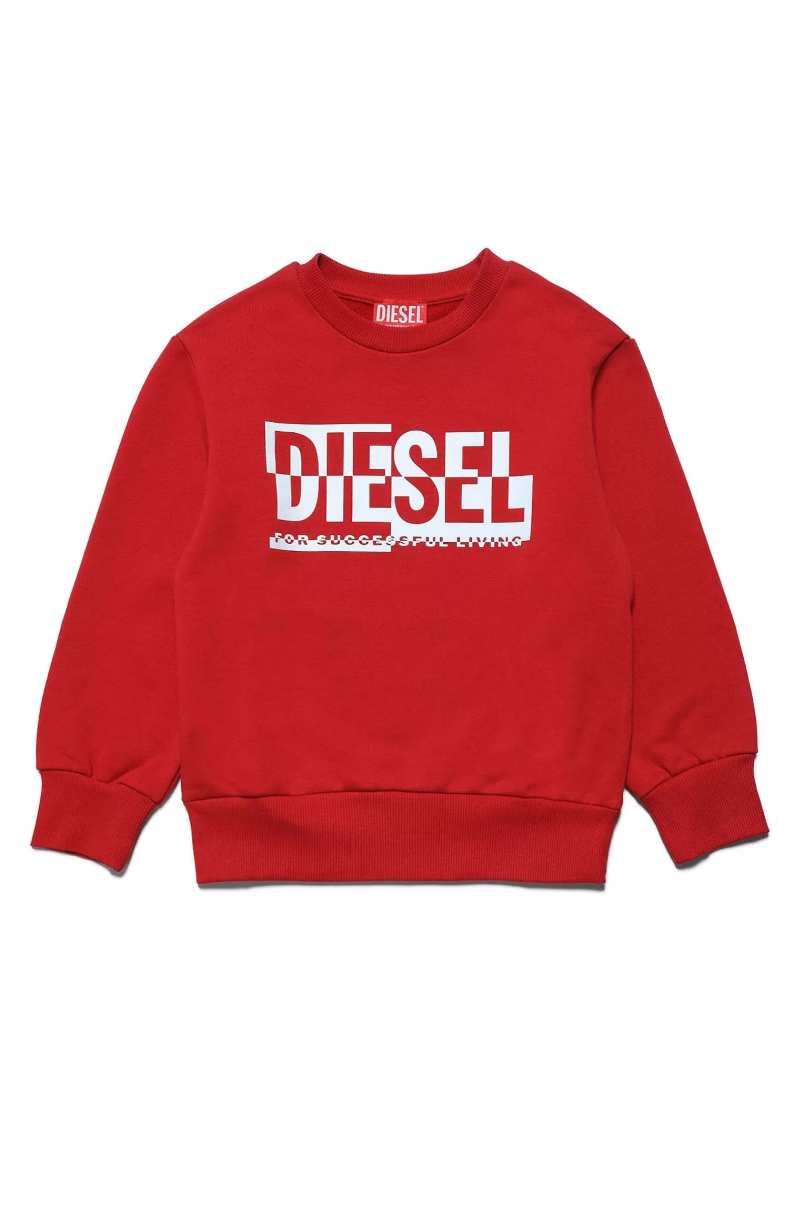 Felpe<DIESEL Felpa Girocollo In Cotone Con Logo Sezionato Rosso