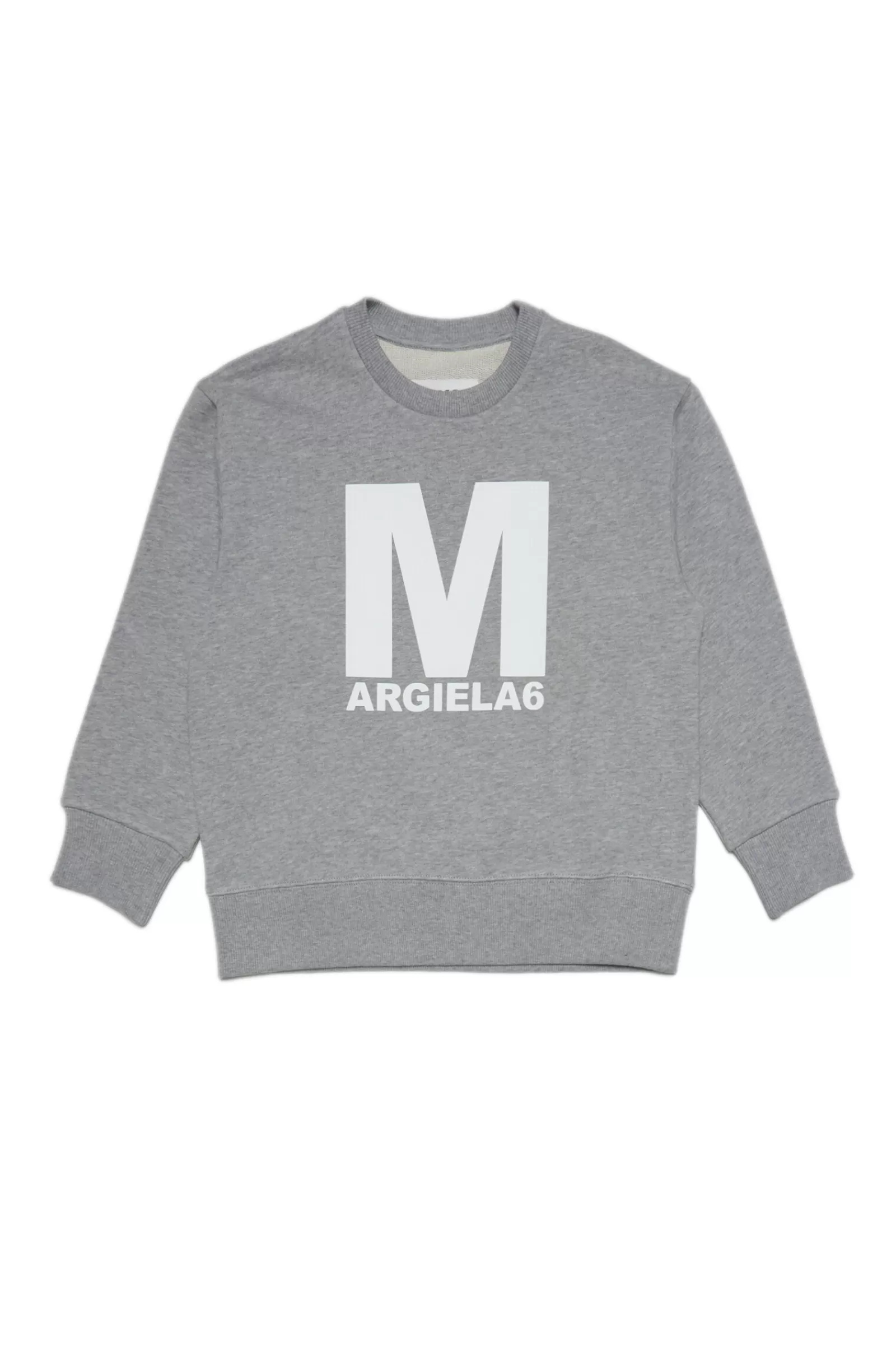 Felpe<MM6 MAISON MARGIELA Felpa Girocollo In Cotone Con Logo Spessorato Grigio Melange