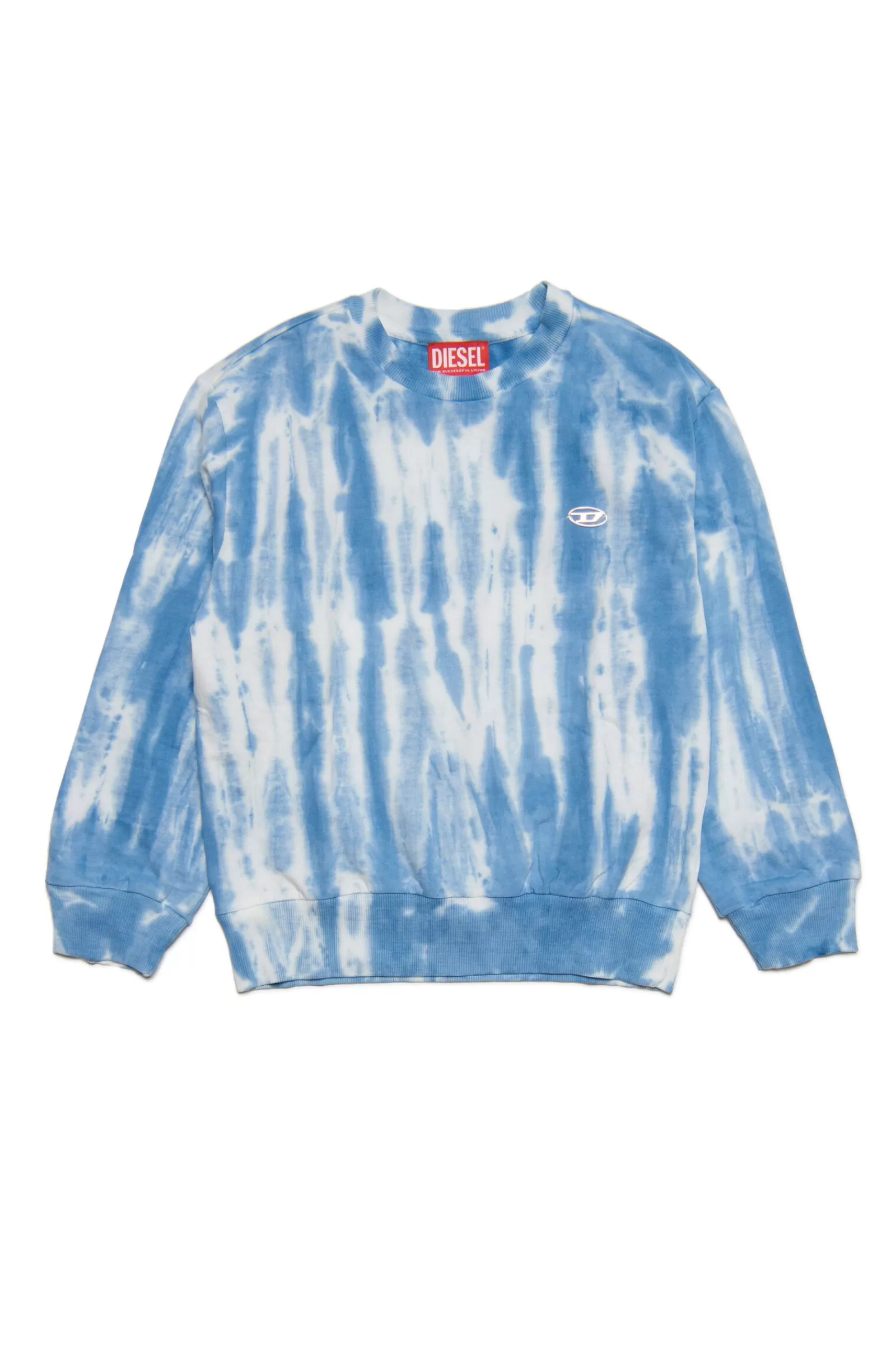 Felpe<DIESEL Felpa Girocollo In Cotone Effetto Tie Dye Blu Blu Crespo