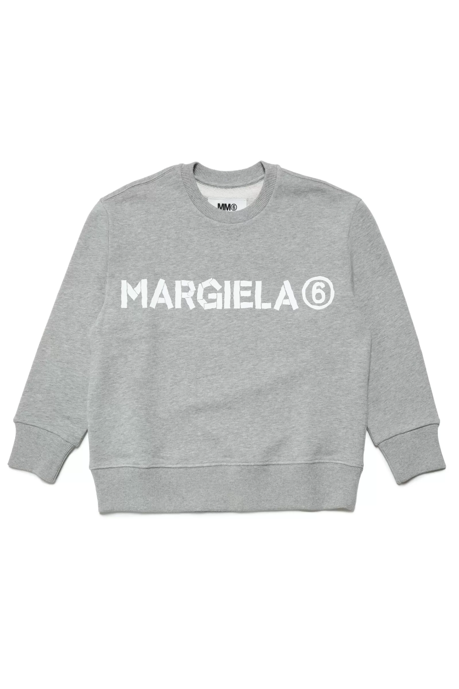 Felpe<MM6 MAISON MARGIELA Felpa Girocollo In Cotone Melange Con Logo Grigio Melange