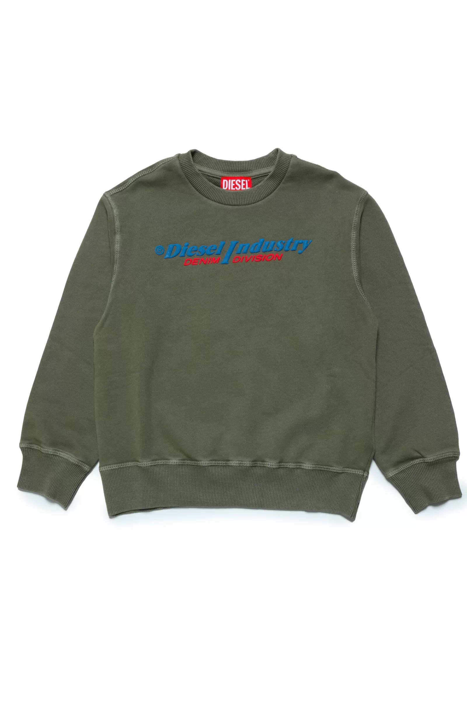 Felpe<DIESEL Felpa Girocollo In Cotone Trattato Con Logo Verde Slavato