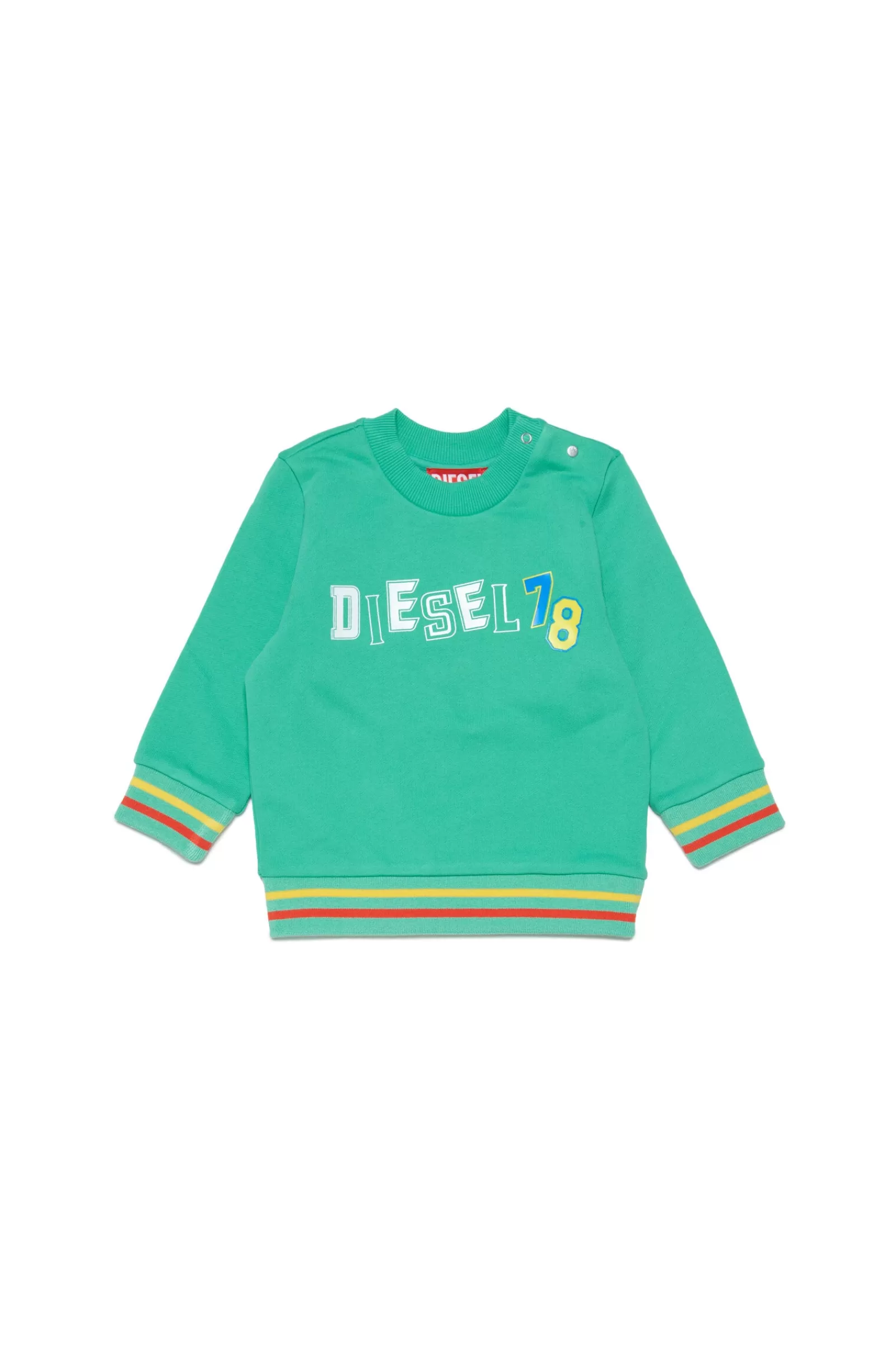 Felpe<DIESEL Felpa Girocollo In Cotone Verde Con Logo 78 Verde Katydid