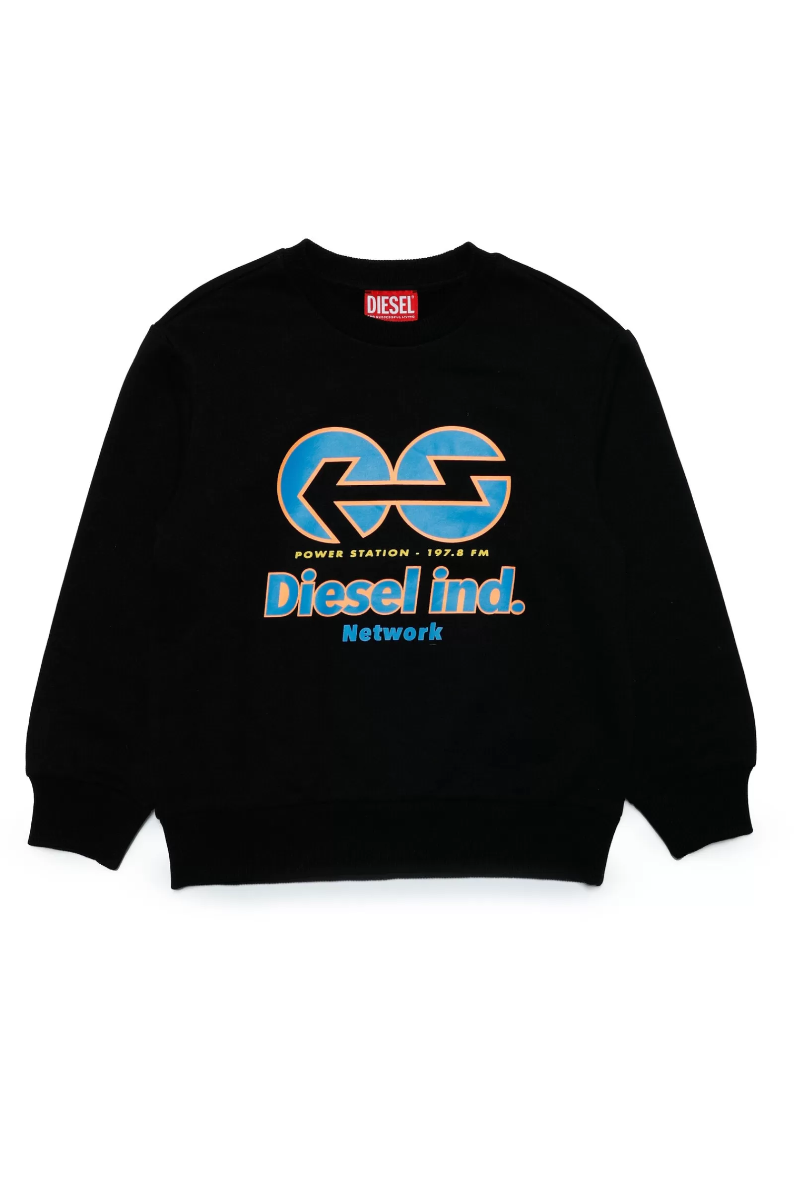 Felpe<DIESEL Felpa Girocollo In Misto Cotone Con Grafica Nero