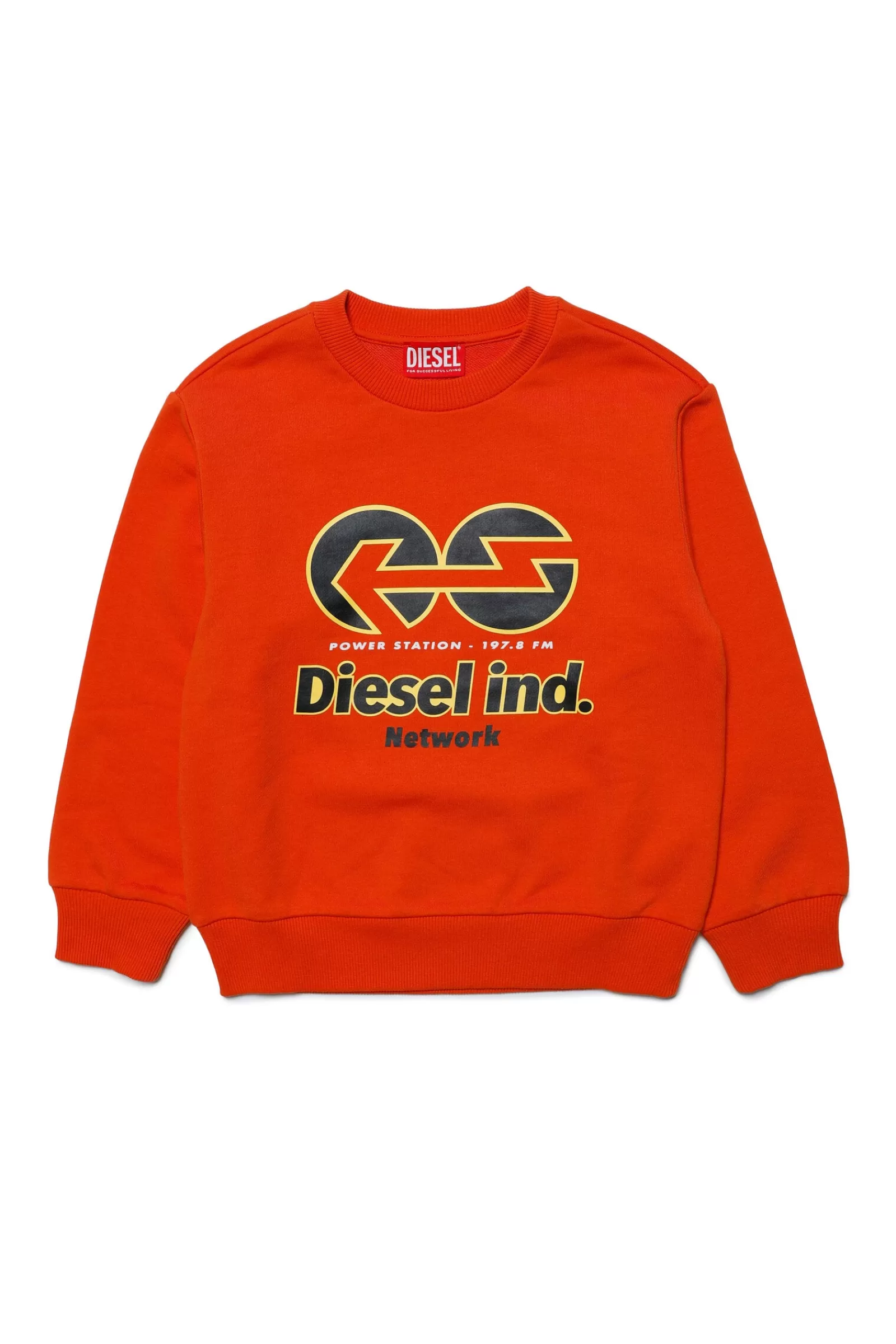 Felpe<DIESEL Felpa Girocollo In Misto Cotone Con Grafica Arancione Celosia