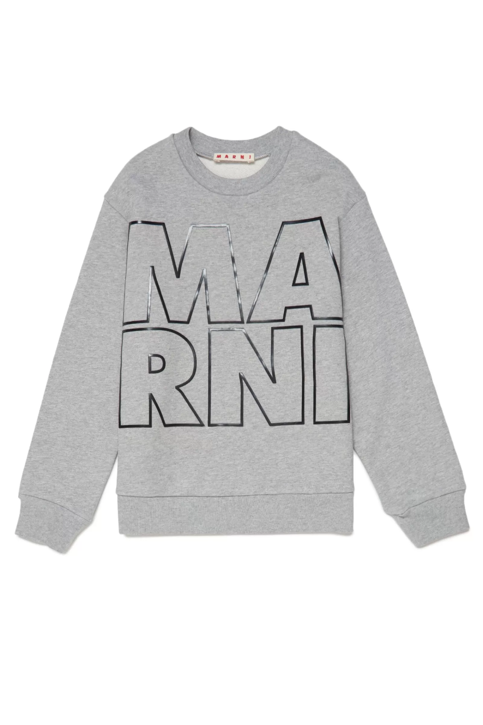 Felpe<MARNI Felpa Grigia Girocollo In Cotone Con Logo Displaced Grigio Inox Melange